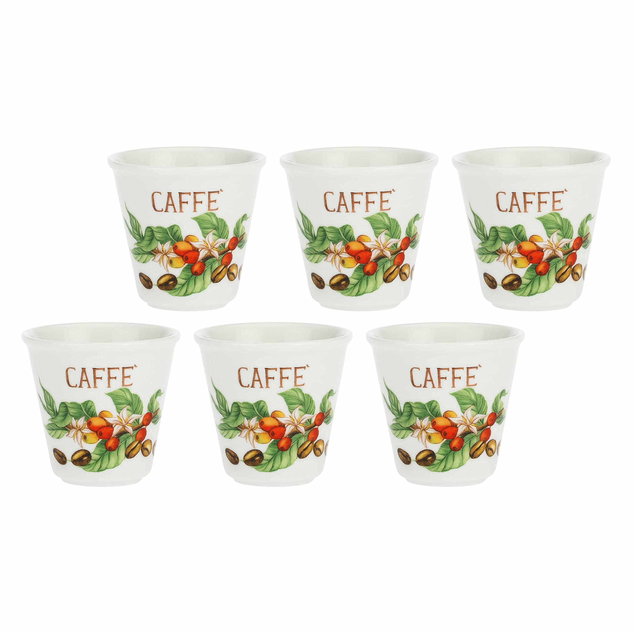 LA Porcellana Bianca Kaffeegläser Set mit 6 Stück – Haushaltsmöbel, Küche – Linie Liquorelli – Porzellan – 75 CC; Ø 5,7 cm; Höhe 5,5 cm