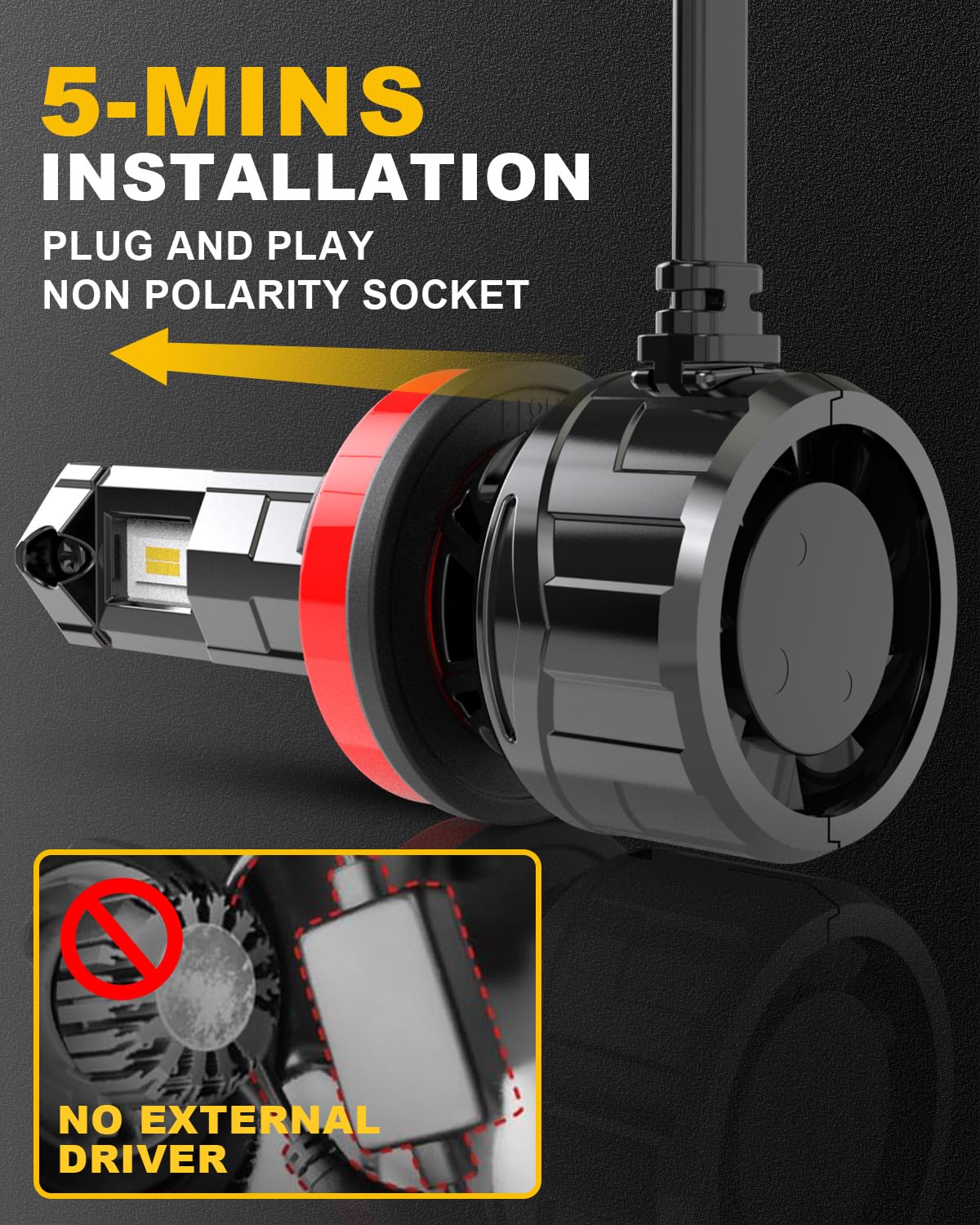 H11 Żarówki LED 120W 30000LM, KATUR 700% Jasności H8 H9 H11 6000K Biały Ksenon Plug and Play Żarówka LED Mini rozmiar 1:1 Żarówki Samochodowe LED H11, Zestaw 2 szt