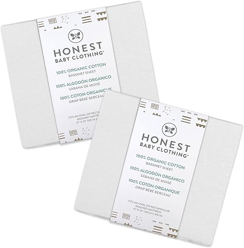 Miniatura 4 de HonestBaby Paquete de 2 sábanas de cuna de algodón orgánico, color blanco, talla única