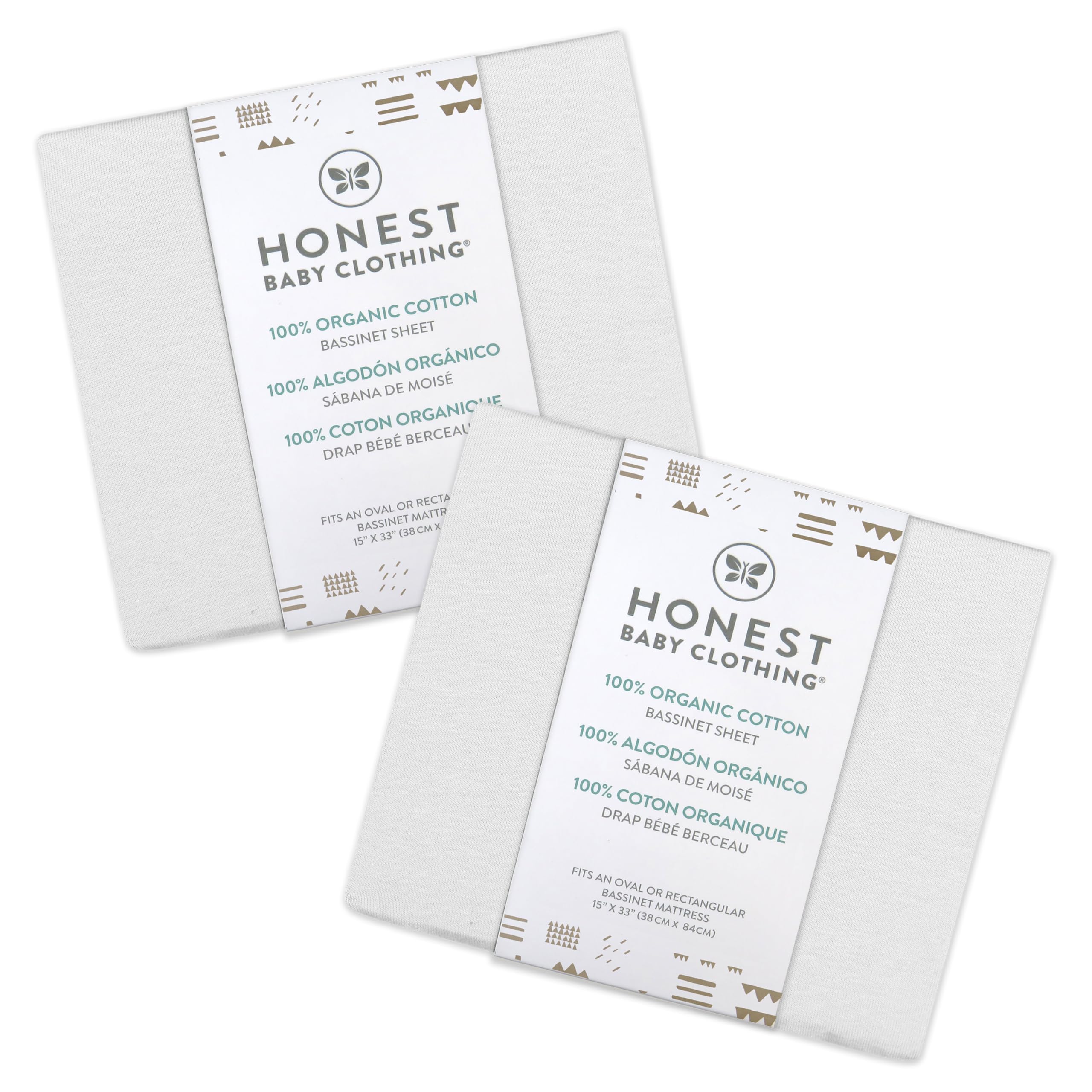 HonestBaby Lot de 2 draps-housses en coton bio pour berceau - Blanc - Taille unique