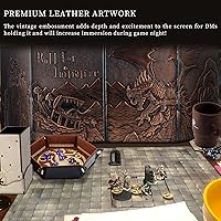 Vista 3 de CZYY DND Pantalla de Dungeon Master de Cuero Sintético con Relieve de Dragón y Mimic, Cuatro Paneles con Bolsillos Pantalla DM para Calabozos