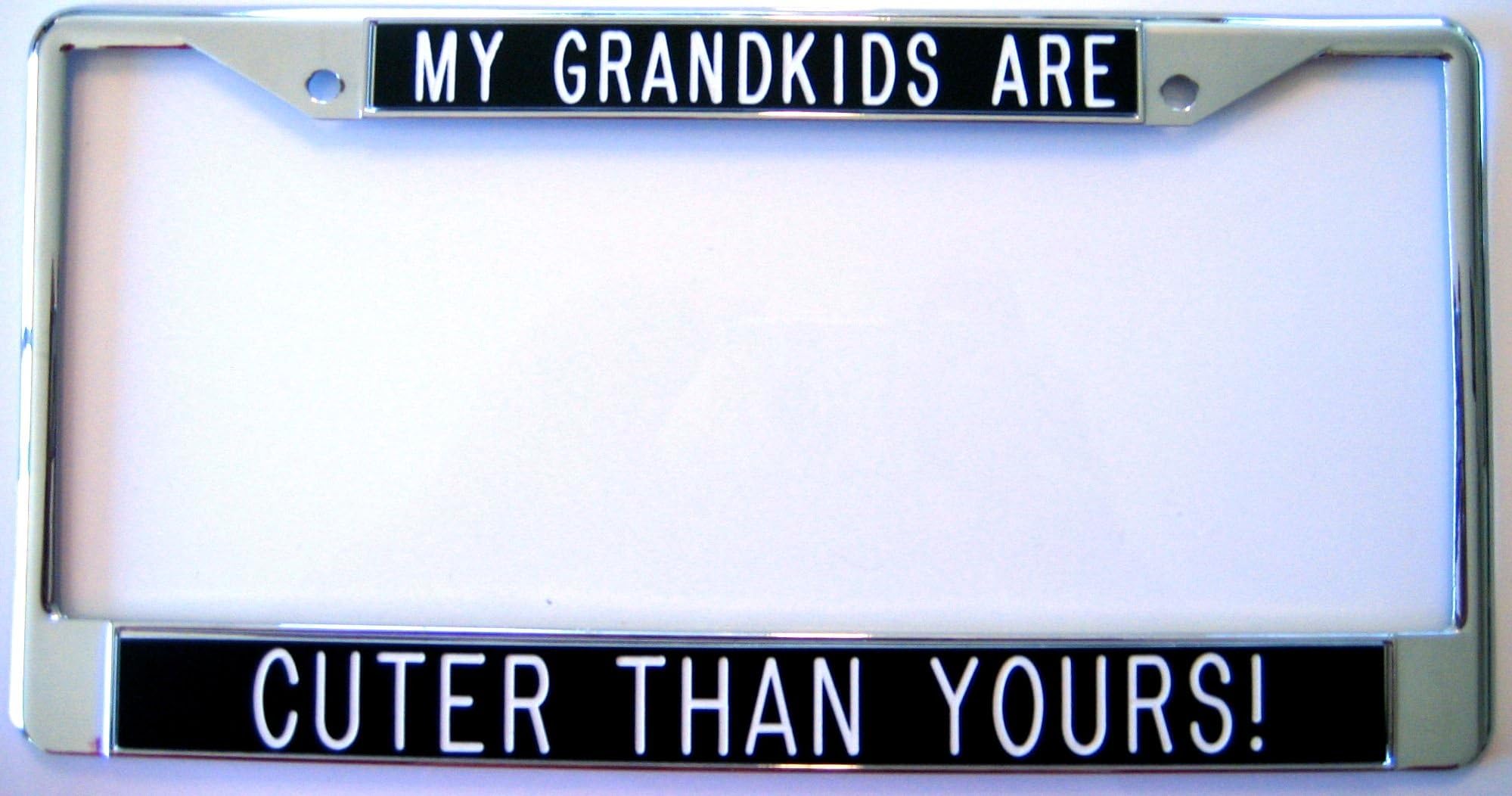 Gift for Grandparents - My Grandkids are ~ Cuter Than Yours! - Black Background License Plate Frame