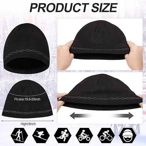 Miniatura 5 de Gorro de invierno para hombre, cálido, de punto, con puños, para esquí, calavera, forro polar