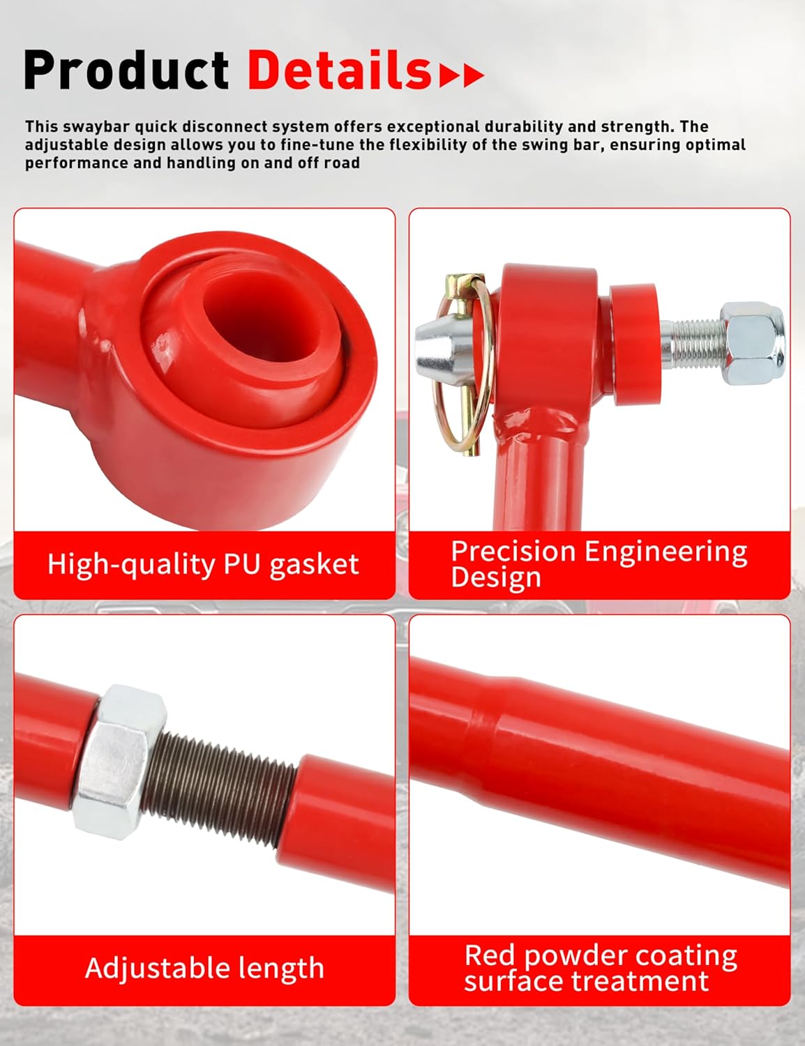2.5" - 6" Lift Front Sway Bar Links Kits for 2007-2018 Jeep Wrangler JK & JKU - PU Bushing, Quicker Disconnect System