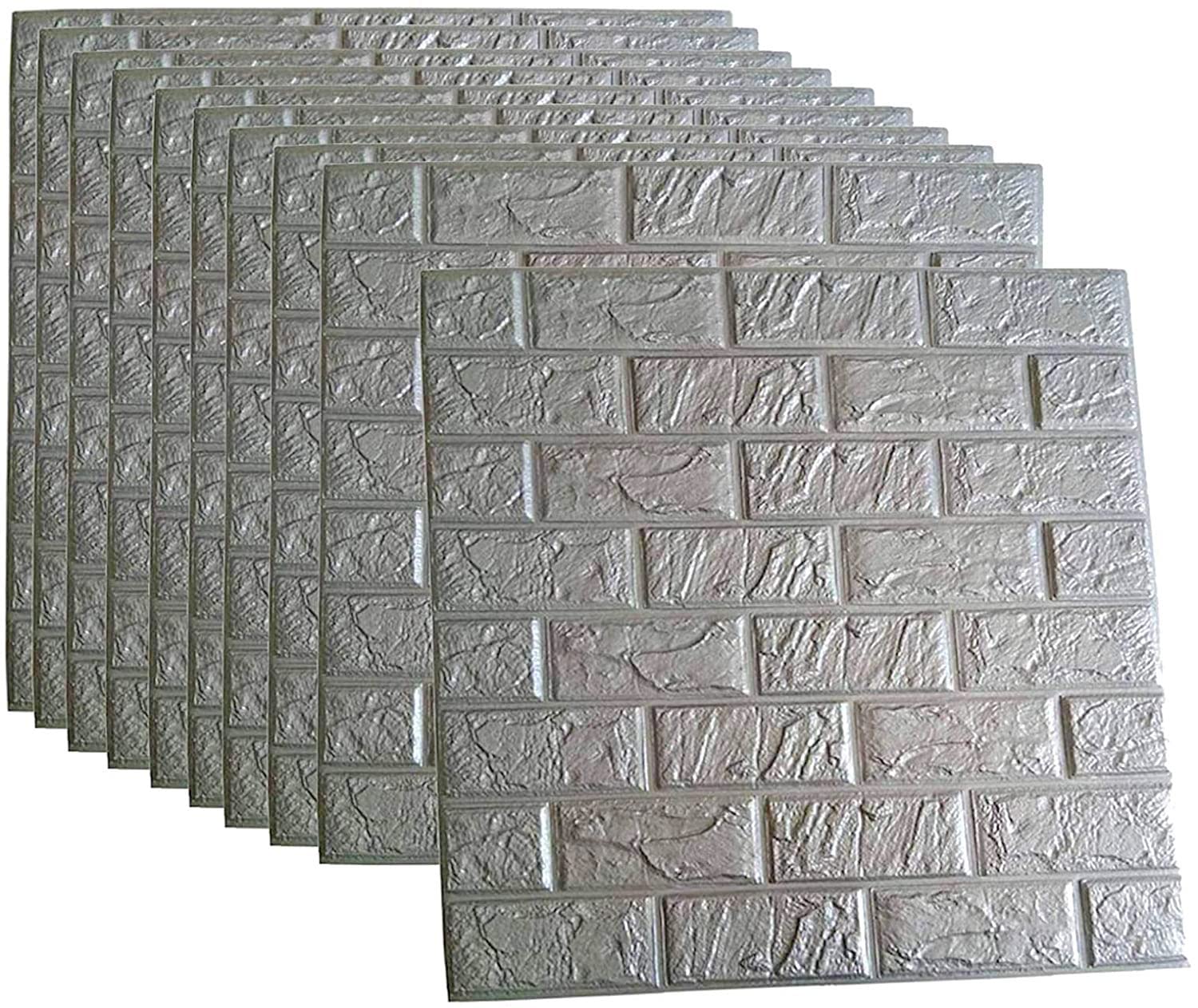 Self-Adhesive Waterproof PE Foam 3D Wall Panels Wallpaper Sticker for Bathroom, Living Room, and Home Decoration (70 x 77cm, Appx. 5.8Sq Feet) Pack of 1 Piece//Grey Self-Adhesive Waterproof PE Foam 3D Wall Panels Wallpaper Sticker for Bathroom, Living Room, and Home Decoration (70 x 77cm, Appx. 5.8Sq Feet) Pack of 1 Piece//Grey