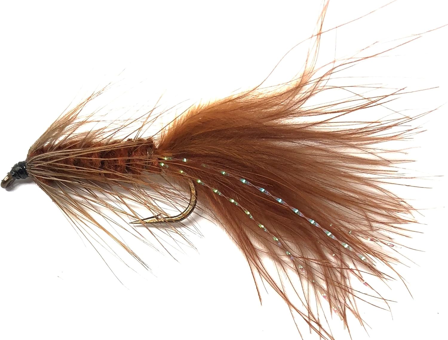 Feeder Creek Wooly Bugger Flies, 12 Fly Fishing Wet Flies for Trout, Bass, Salmon & More Freshwater Fish, 4 Size Assortment 6,8,10,12 (3 of Each Size) (Brown) : Sports & Outdoors