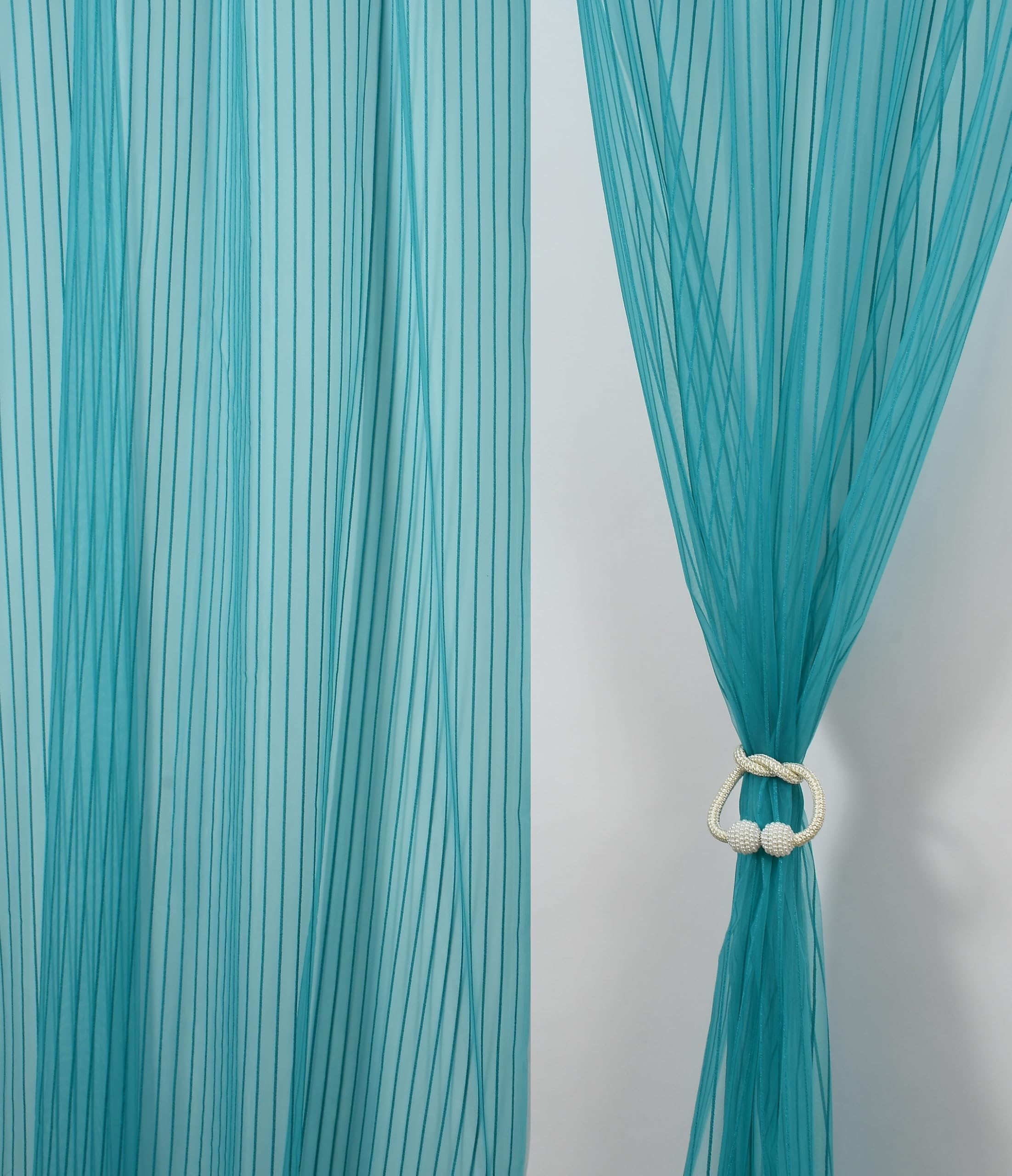 Homefab India 1 Piece Sheer Strips Long Door Curtain - 9 ft, Aqua Blue (B018KERN3O) Amazon Price History, Amazon Price Tracker