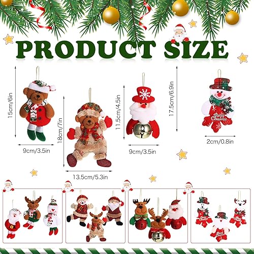 Miniatura 2 de Skylety 16 adornos de felpa para árbol de Navidad, Papá Noel, muñeco de nieve, oso, decoración de árbol de Navidad, colgantes de felpa, adornos de