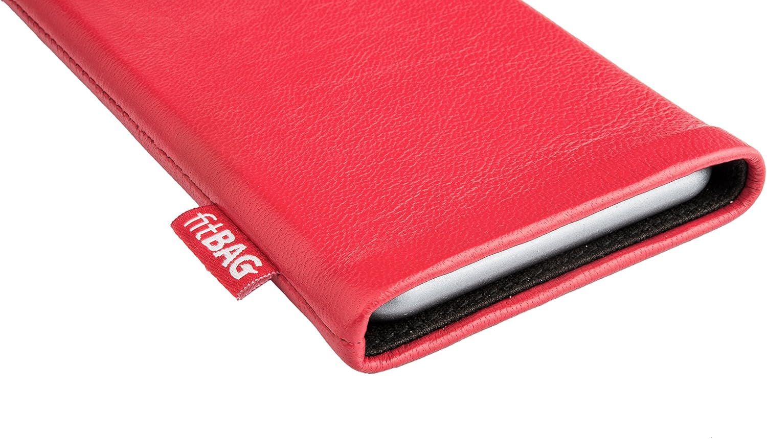 fitBAG Beat Red Custom Tailored Sleeve for Samsung Galaxy J6 (2018) | Made in Germany | Fine Nappa Leather Pouch case Cover with Microfibre Lining for Display Cleaning