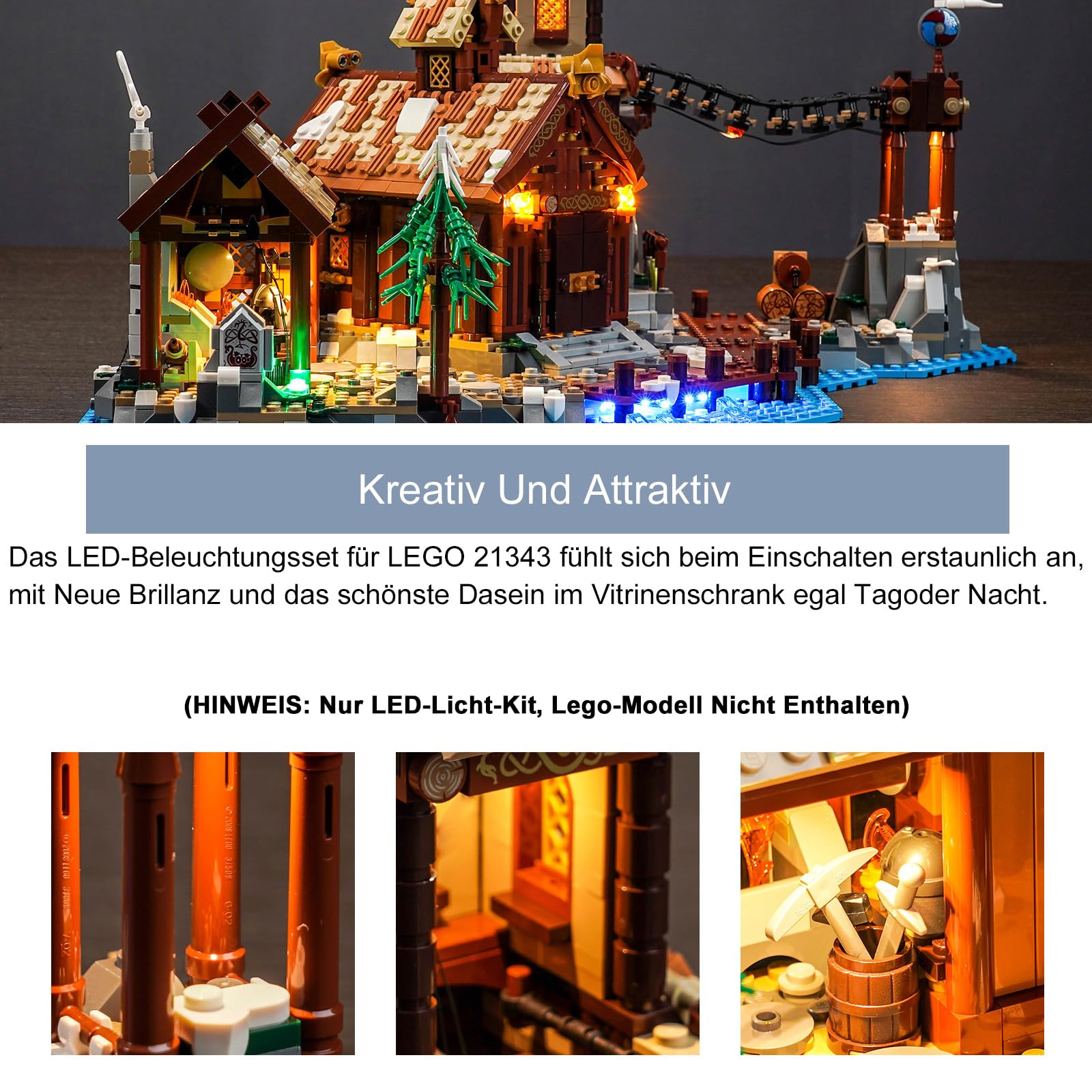 Kit d'éclairage LED avec télécommande pour Lego Viking Village 21343 (pas Lego), jouet créatif - 4