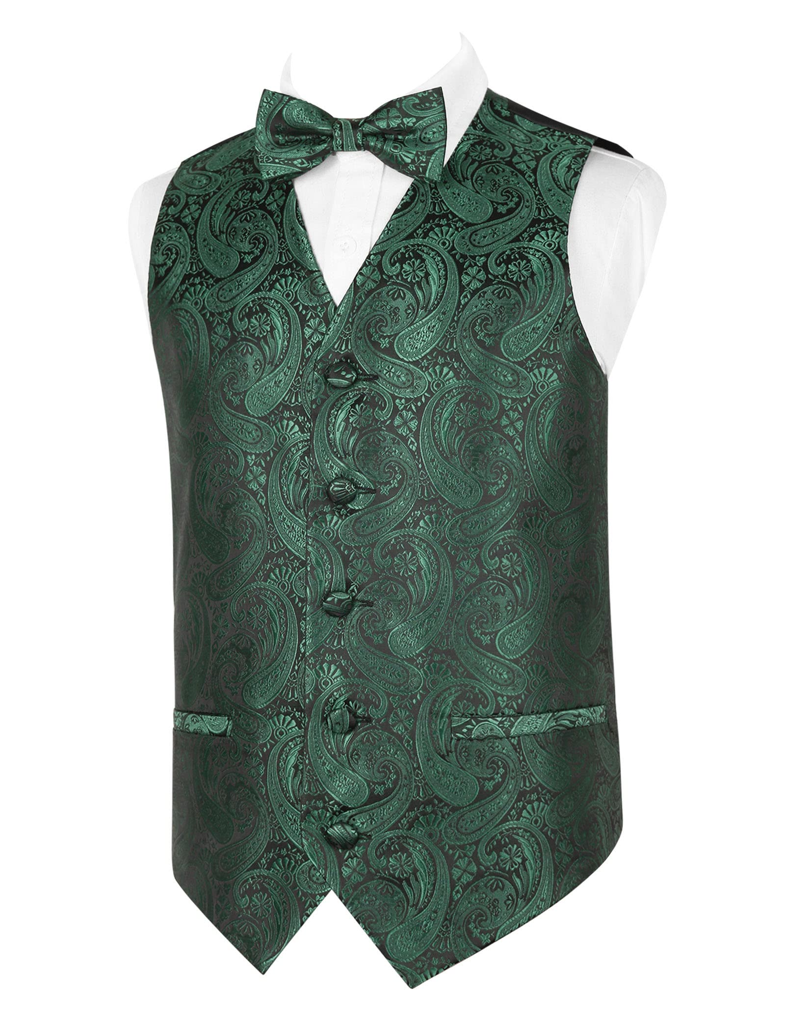 Alizeal Conjunto clásico de pajarita y chaleco de traje para niños