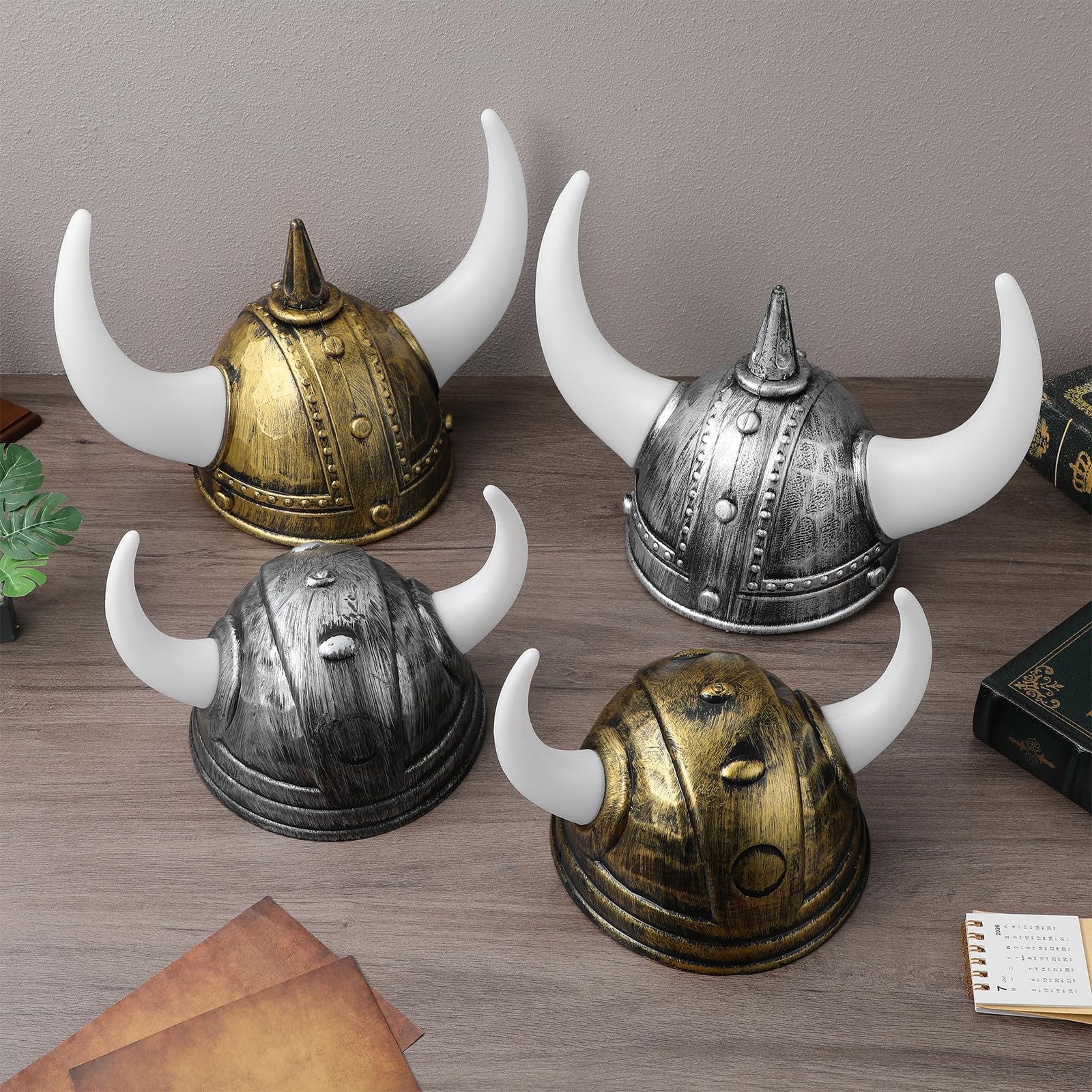 DOITOOL 4 sombreros vikingos con cuernos, casco medieval, accesorios de disfraz para Halloween, cosplay, carnaval y fiestas de festivales