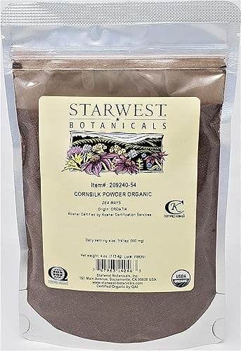 Starwest Botanicals Polvo de seda de maíz orgánica, 4 onzas