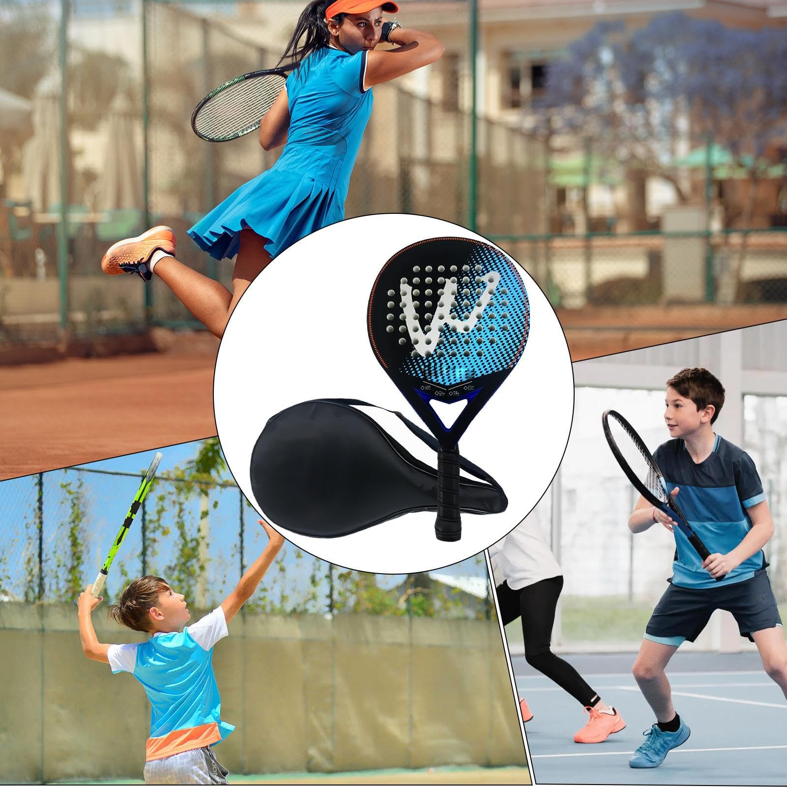 Palas de Pádel Palas Ligeras de Pádel | Equipo Ligero con Empuñadura Ergonómica y Bolsa de Almacenamiento Unisex Para Adultos Y Niños
