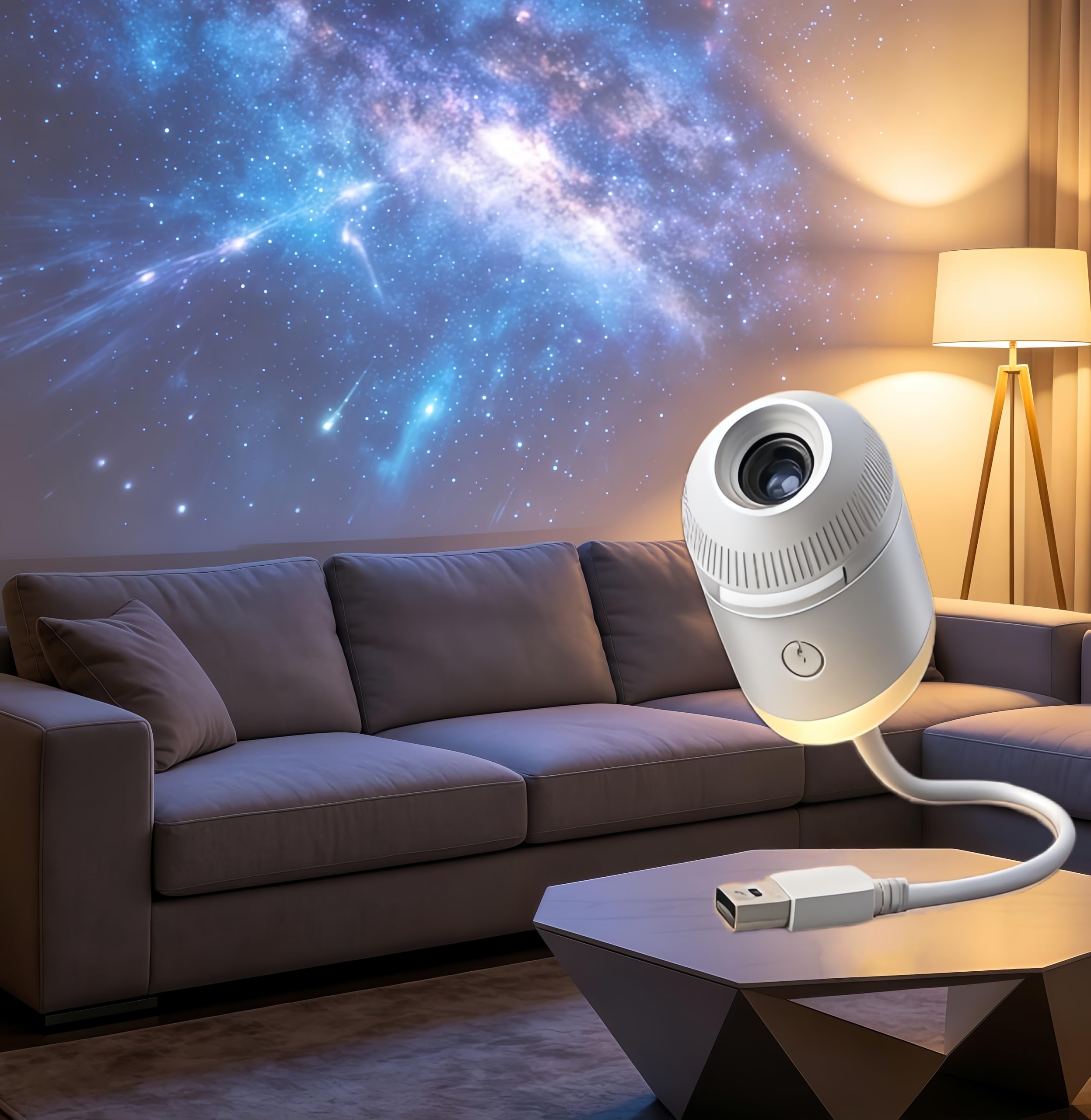 Mini Projector Night Light 2-in-1 Star Projector Lamp Adjustable Brightness Home Car Atmosphere Light Kids Gift - 39