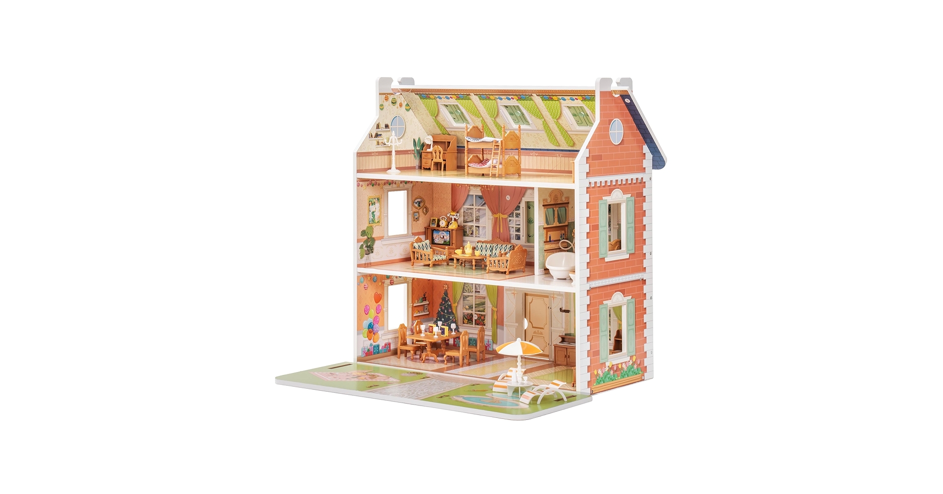 Amazon.com: ROBUD Wooden Dollhouse for Kids Girls, Pretend