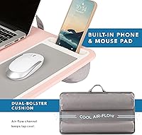 Vista 4 de LAPGEAR Home Office Lap Desk with Device Ledge, Mouse Pad, and Phone Holder - Pink - Fits up to 15.6 Inch Laptops - Style No. 91584 Blush Pink
