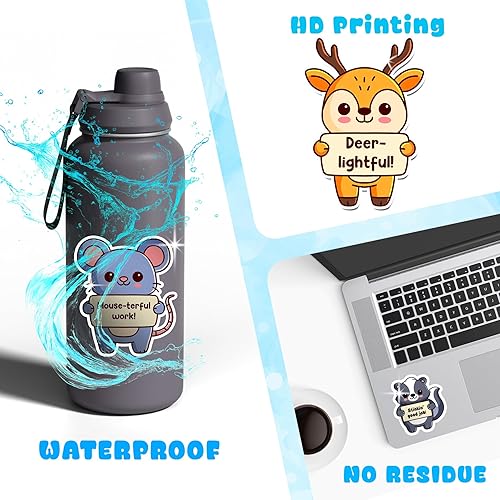 Miniatura 6 de 200 calcomanías de animales positivos para niños  Paquete de calcomanías de afirmación de puto lindos animales inspiradores para botellas de agua,