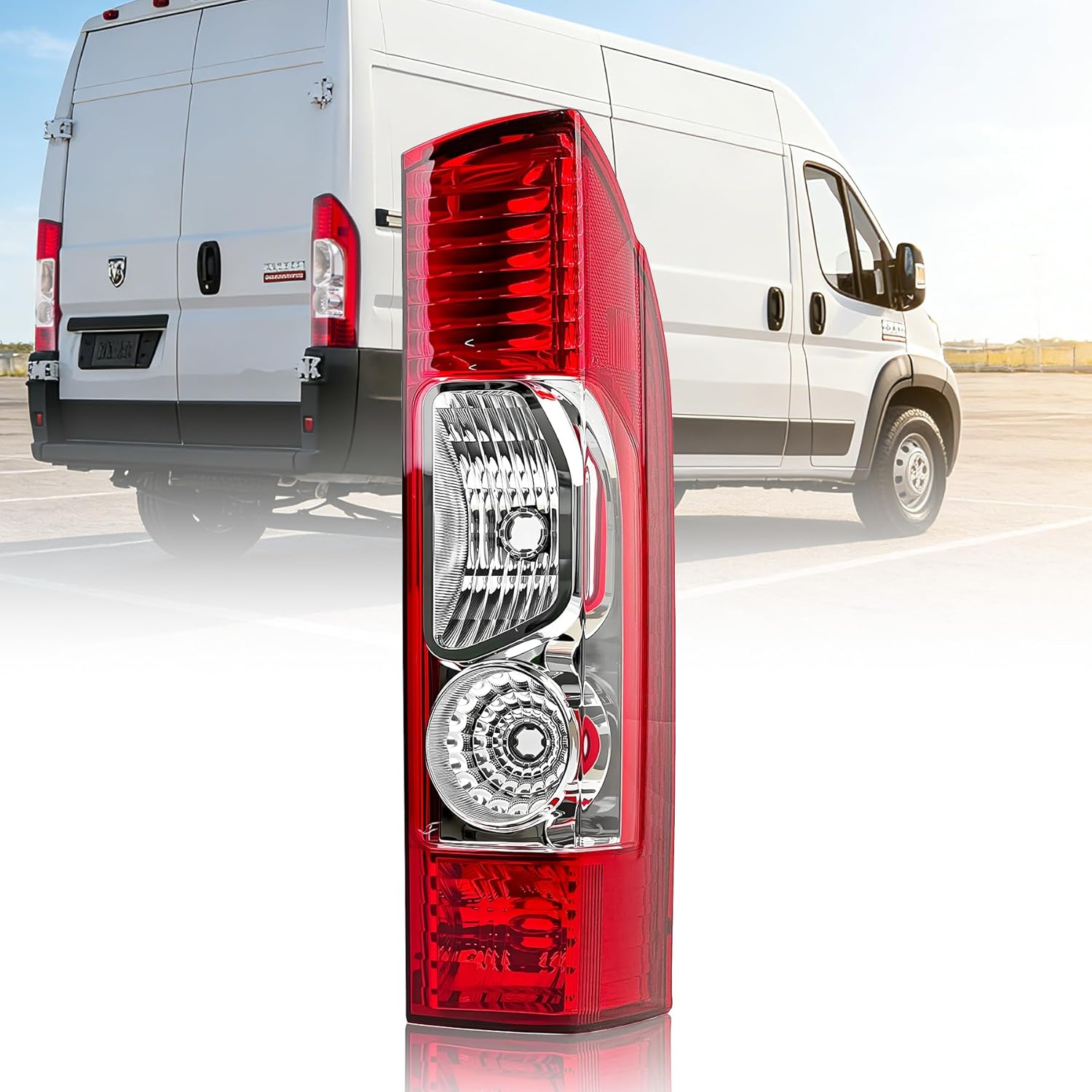 Passenger Right Side Tail Light Without Circuit for RAM ProMaster 1500 2500 3500 for 2010-2023, w/o Bulbs harness, Work Van Right Rear Lamp for for 4725946AB