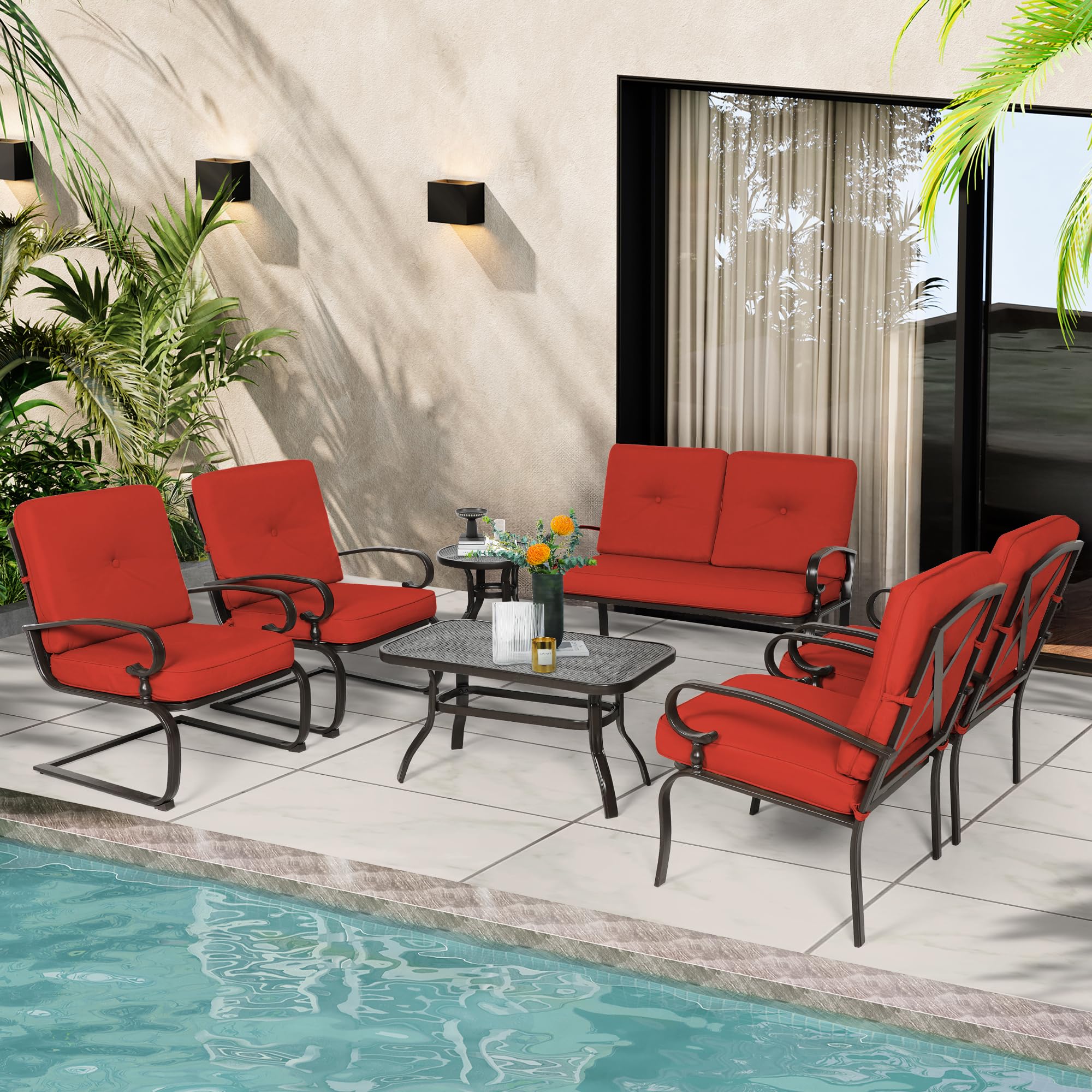 rod iron spring chairs