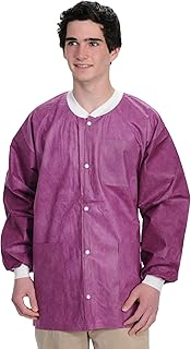 ValuMax 3630CYXL Extra-Safe, Wrinkle-Free, Noble Looking Disposable SMS Hip Length Jacket, Cranberry, XL, Pack of 10