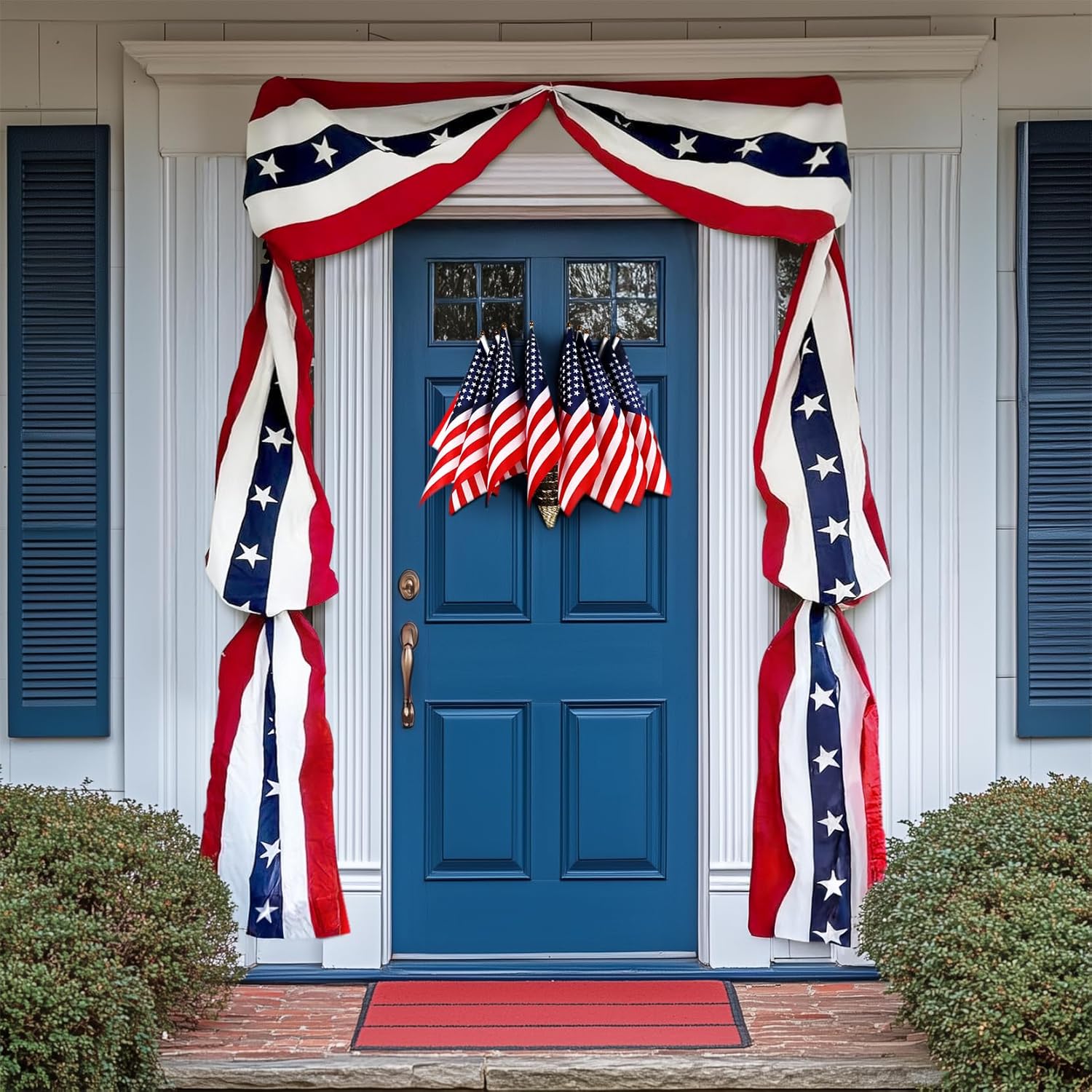 4th of July Decorations American Banner with Stars, 250th Anniversary American Banner Flag (1PCS), Red White and Blue Garland, 19.7 x 236 Inches