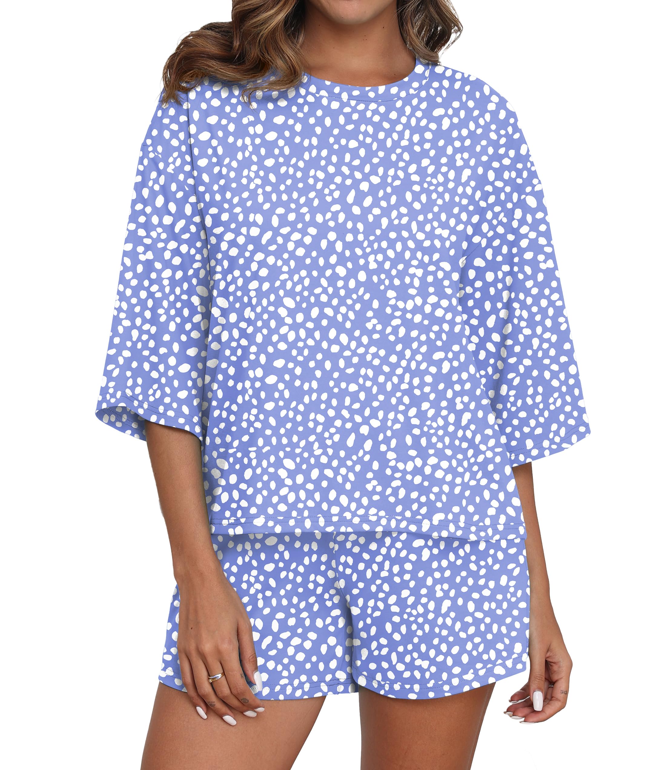 PrinStory Women's Short Sleeve Pajama Sets - Soft Pjs with Pockets for All-Day Comfort
| PrinStory Women's Short Sleeve 