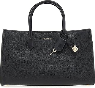 Michael Kors スカーレット ミディアム サッチェル, ゴールド調ハードウェア/ソフトヴィーナスレザー/ブラック, One Size