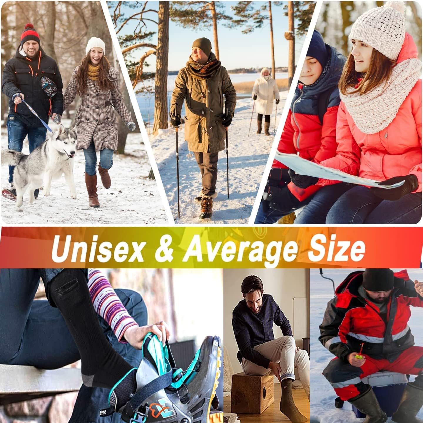 Heated Socks for Women Men,Electric Heating Socks with Rechargable Battery and 3 Level Heating,Washable Winter Foot Warmers Cold Heat Socks for Camping Fishing Cycling Skiing : Everything Else