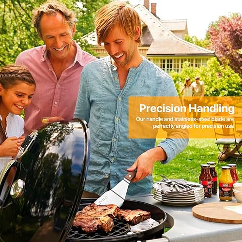 Miniatura 7 de QILIYINI Paquete de 2 espátulas de acero inoxidable  Espátula de metal resistente para cuchara de cocina  Ideal para sartén, plancha y parrillas