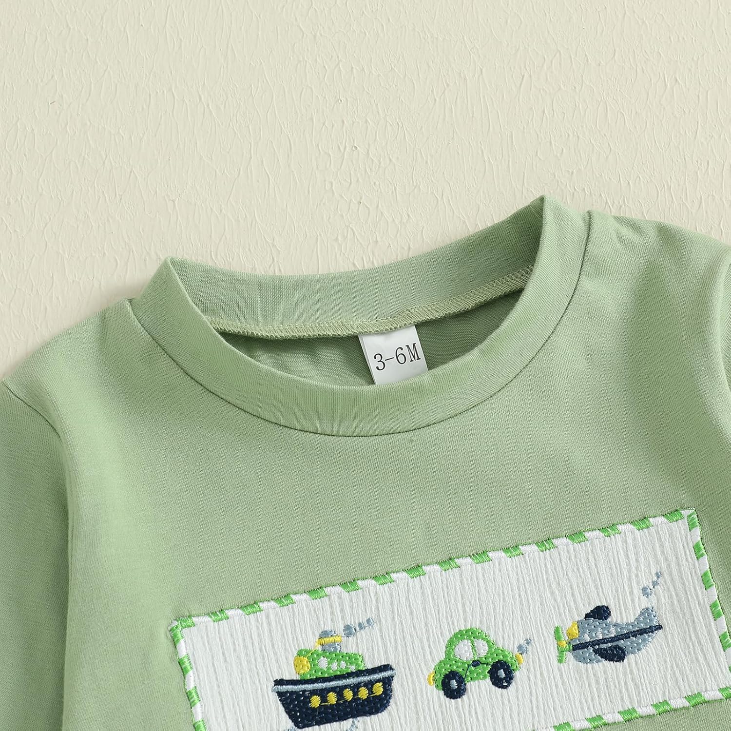 Toddler Baby Boy Fall Outfit Airplane/Boat Smocked Long Sleeve T-Shirt Tops Plaid Pants Set Pilot Planet Clothes - Image 4