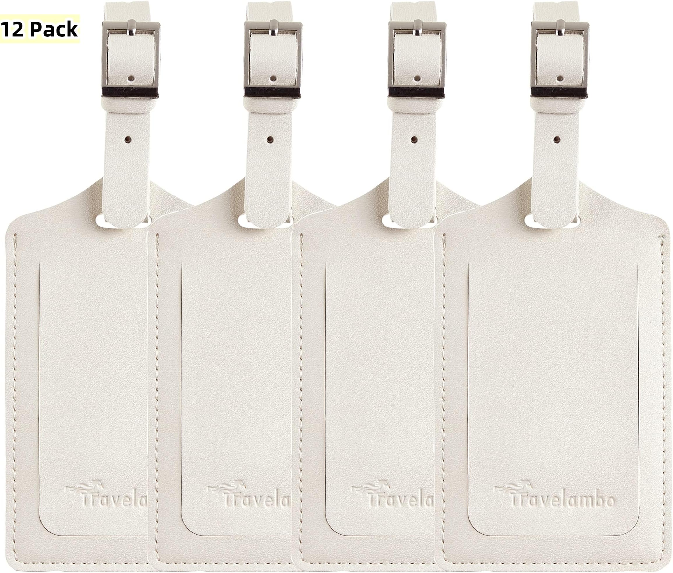 Travelambo Luggage Tags for Suitcases PU Leather Travel Tags Bag Tags Privacy Protection Travel Essentials