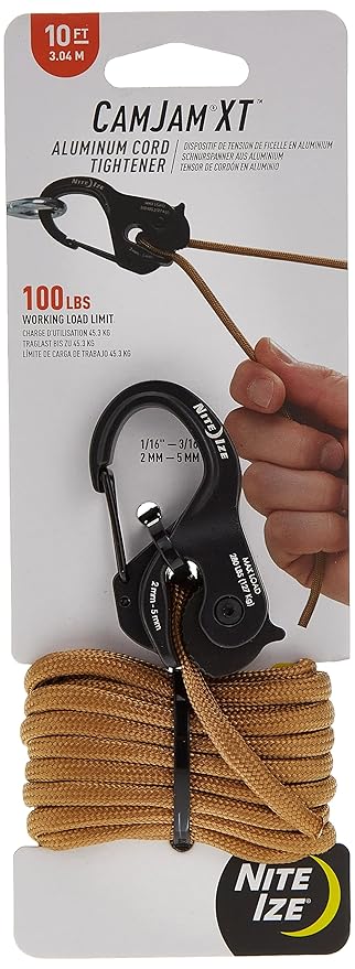 Cam Jam XT Aluminum Tie Down Rope Tightener with Carabiner Clip