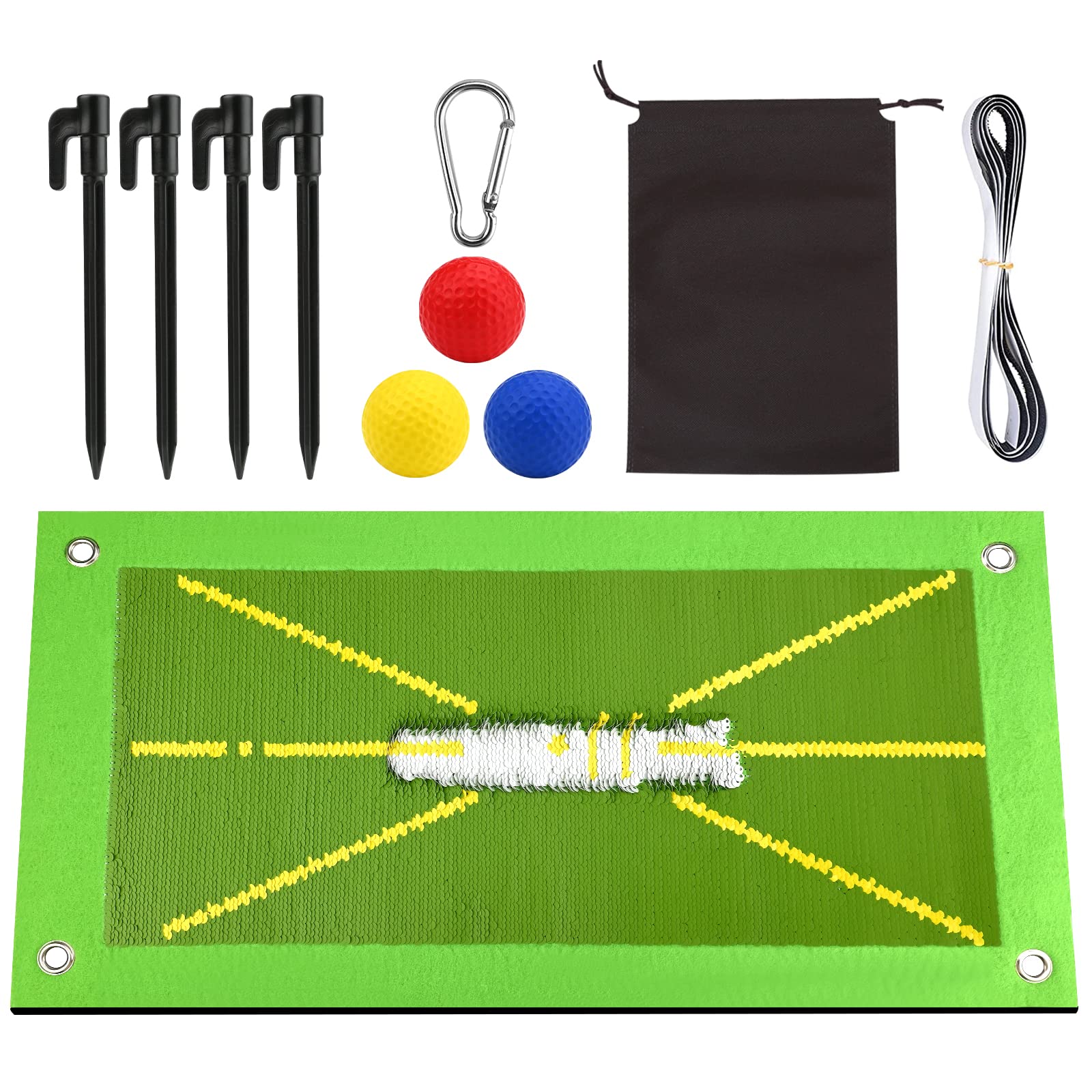 Golf Training Mat for Swing Detection Batting Golf Divot Mat Portable Golf Practice Grass Training Mat Analysis Swing Path and Correct Hitting Posture Golf Practice Swing Mat for Indoor Outdoor
