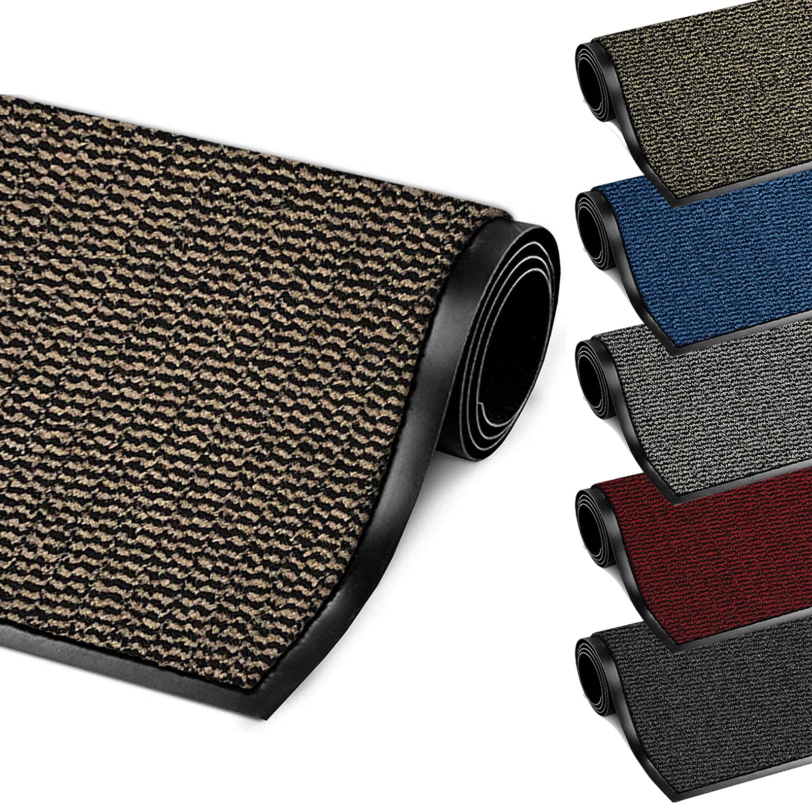 FB FunkyBuys® LARGE SMALL KITCHEN HEAVY DUTY BARRIER MAT NON SLIP RUBBER BACK DOOR HALL RUGS AND VARIOUS SIZES (60x90 cm, Rust/Black) — image 1