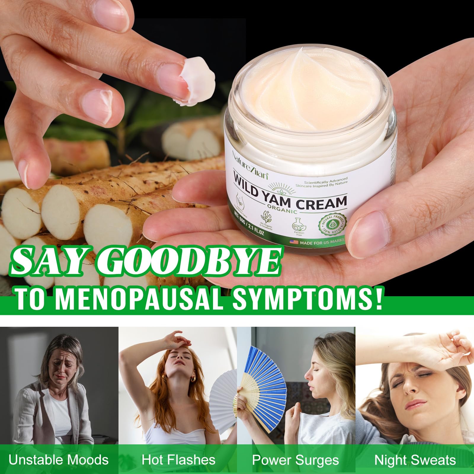 NATURE ZIRAN Wild Yam Cream - Wild yam Cream - Suitable for Relieving Symptoms During Periods of Physical Change - for All Skin Types 2.1floz — Amazon image 3