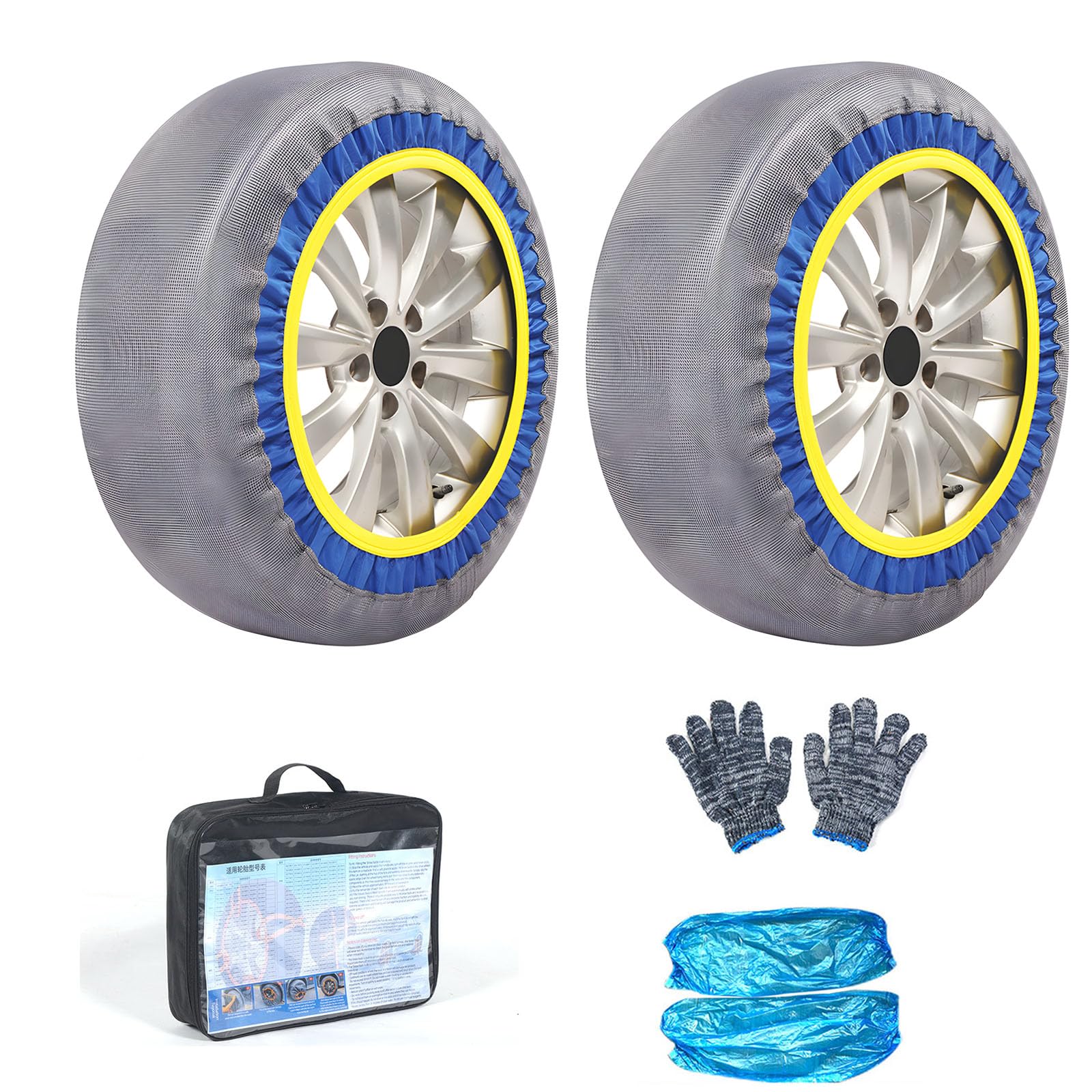 2 Stück Autoreifen Schneesocken Hohe Traktion Reifen Socken Alternative für Kette Winter Auto Zubehör Fahrhilfe