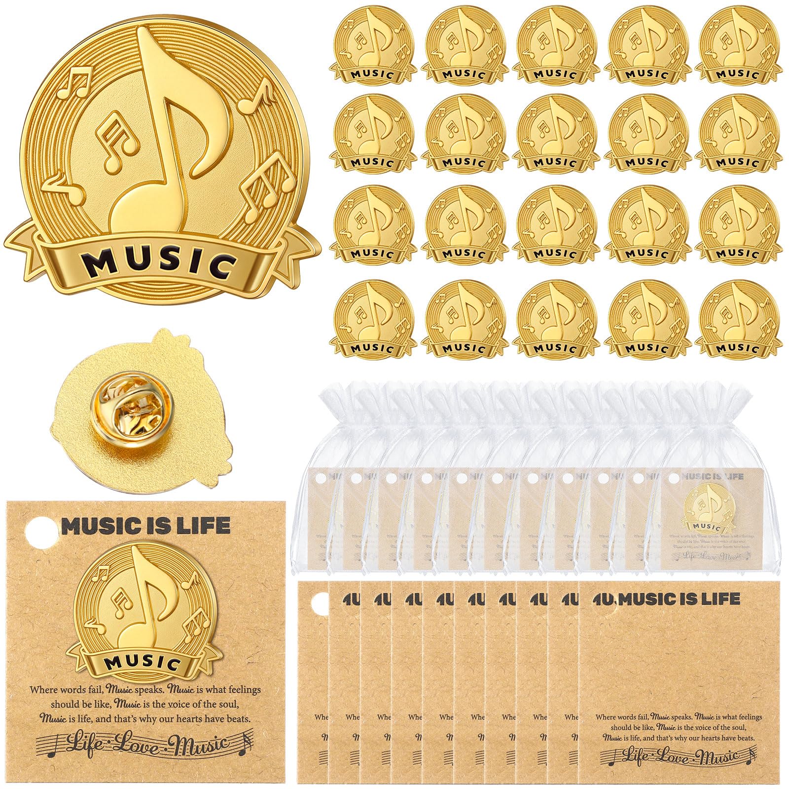 Liliaafar 20 Pcs Music Note Lapel Pins Chorus Musical Note Band Gifts Bulk