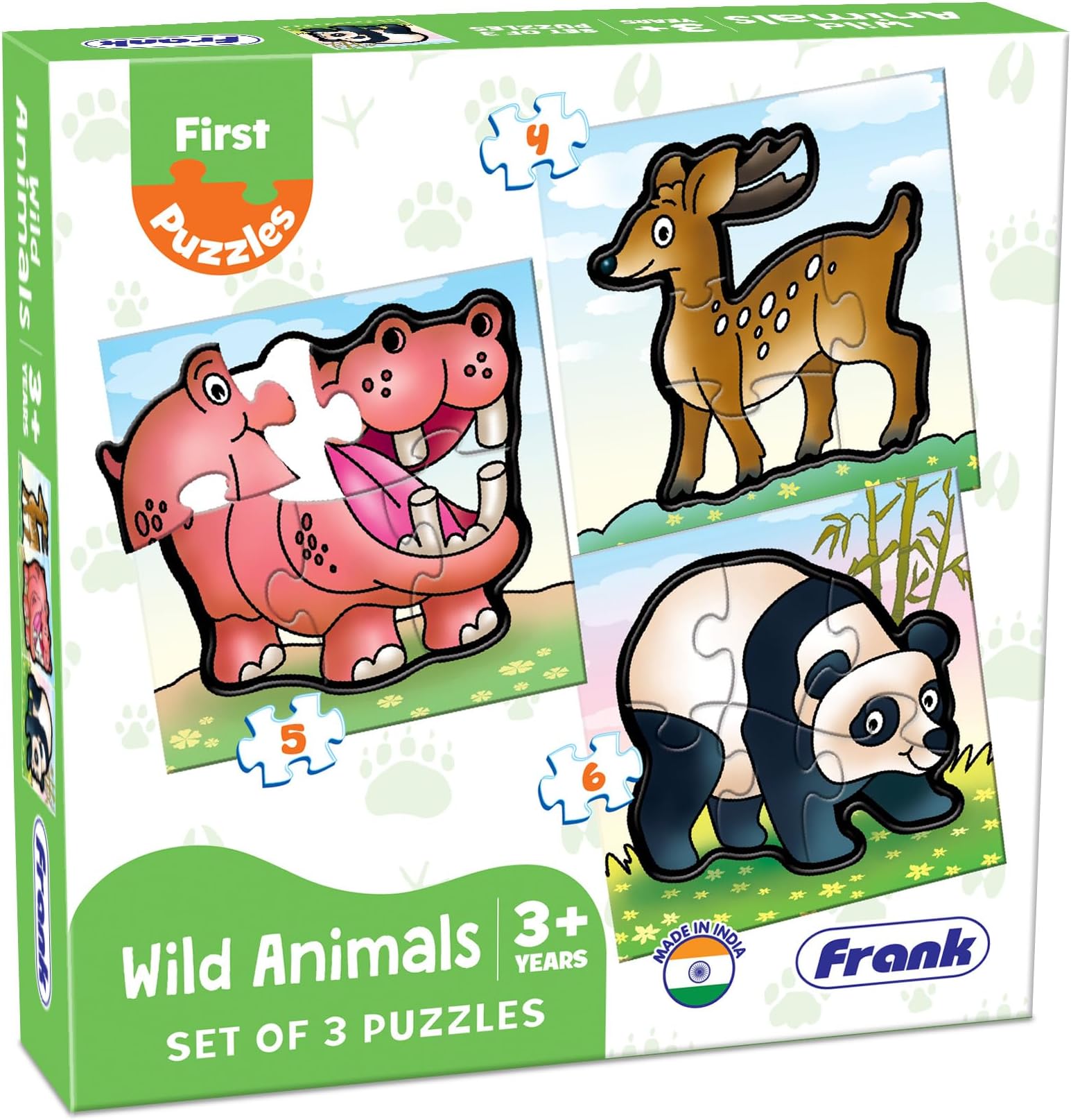 Frank Wild Animals - A Set of 3 Jigsaw Puzzle for Kids Above 3+ Years - Fun & Challenging Brain Booster Games - Educational Puzzle for Focus and Memory - 10216