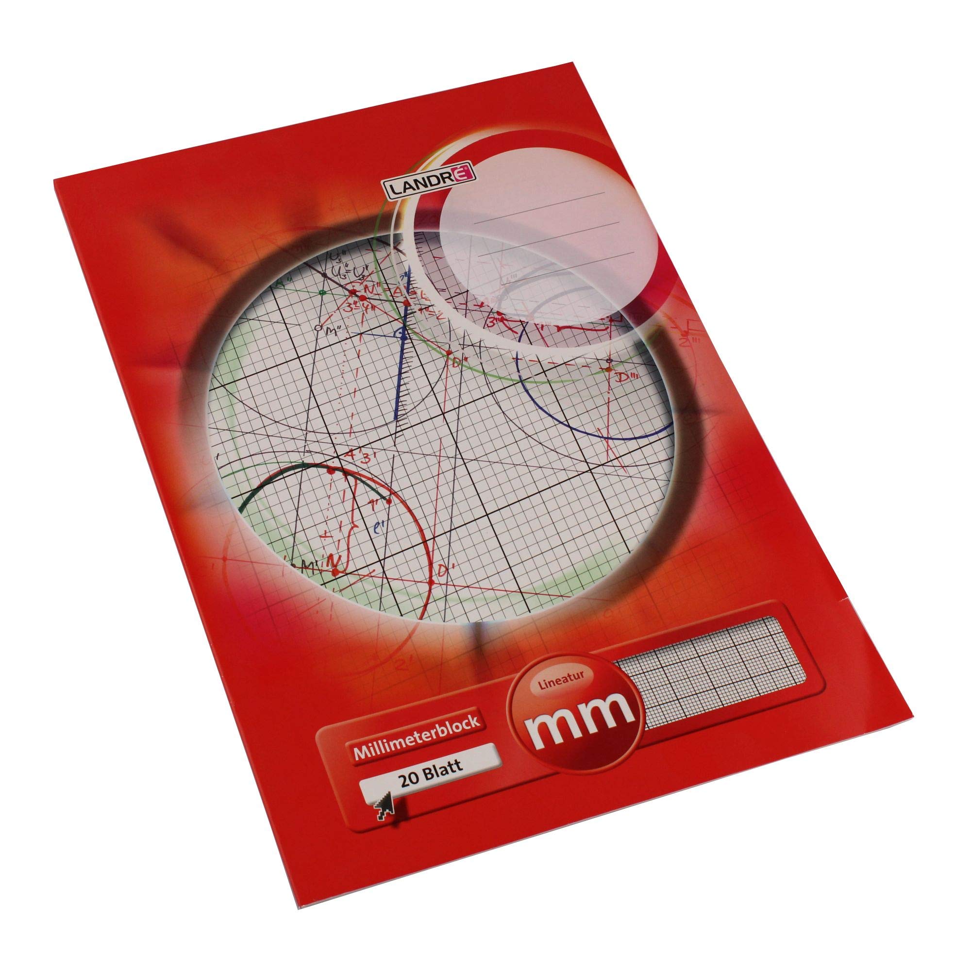 LANDRÉ, blocco di carta millimetrata, in formato A3, 80 g/m², 20 fogli incollati sulla sommità A3 1 pezzo