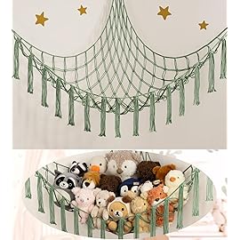 mirolam Stuffed Animal Storage Hammock or Net - Large Toy Hammock Net for Stuffed Animals Corner - Hanging Stuff Animal Organizer Holder Ideas for Plush - Baby Nursery Wall Bedroom Room Decor