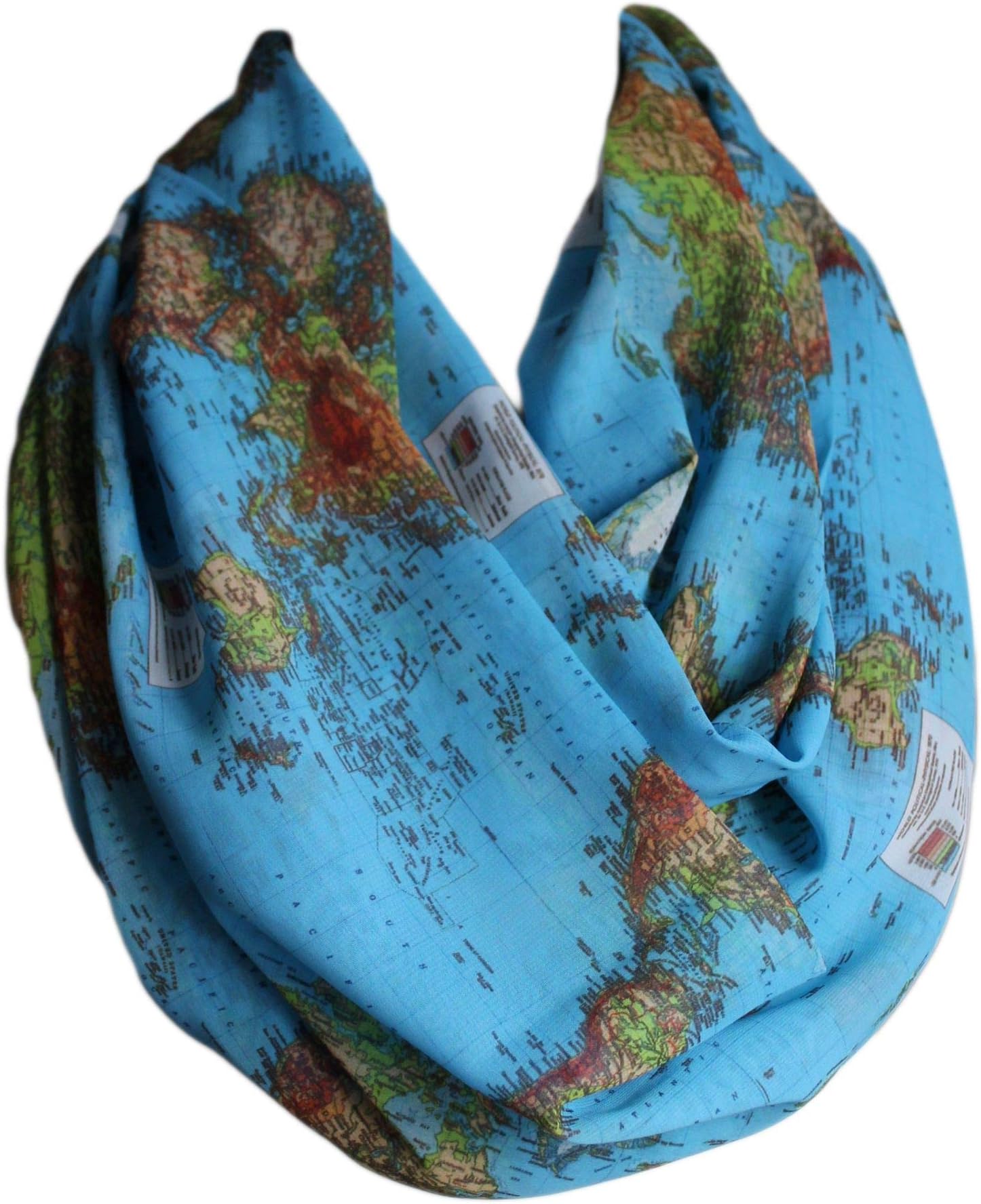 World Map Infinity Scarf Circle Loop Scarves