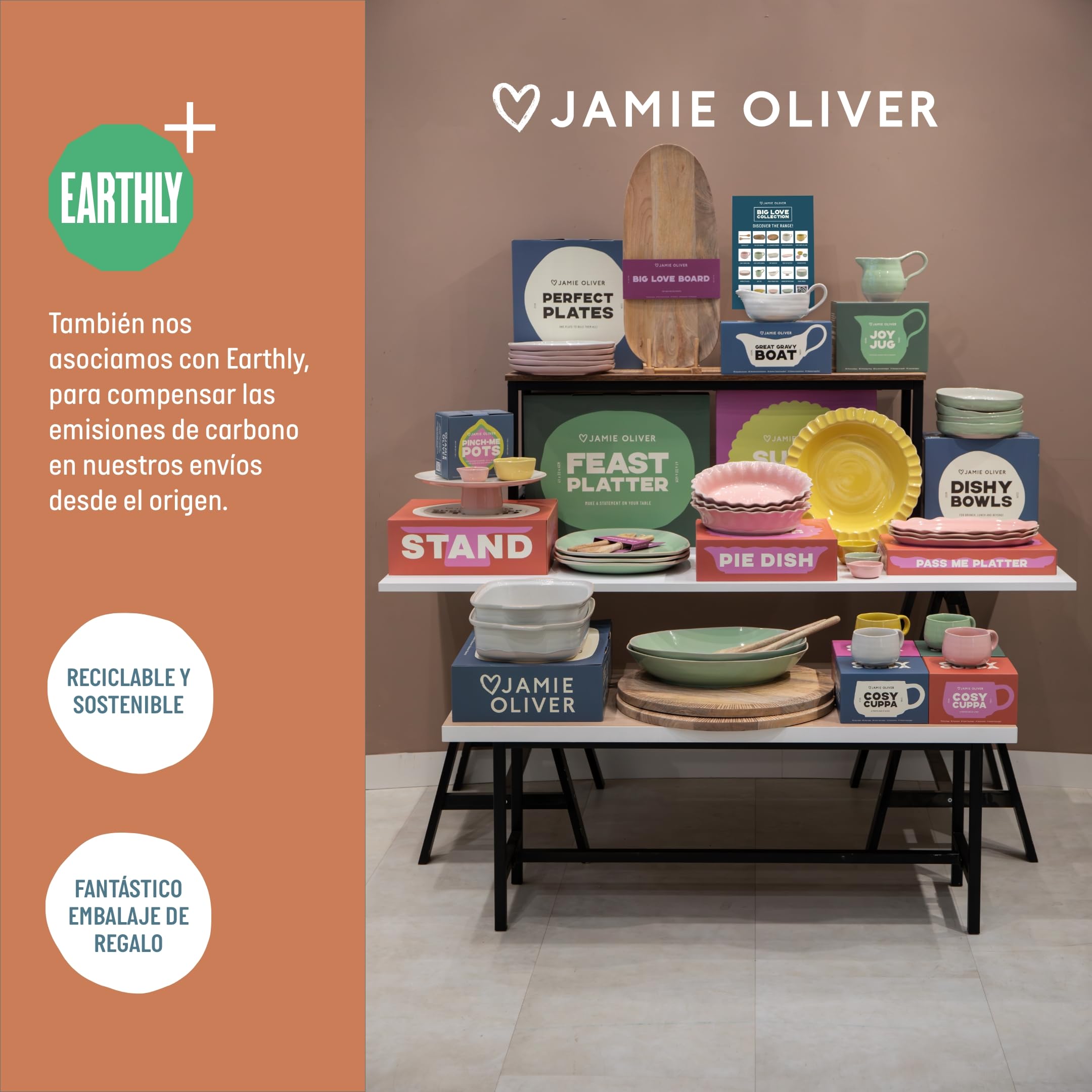 Jamie Oliver Big Love Proper - Plato para tarta, rosa, redondo, de gres moteado con bordes festoneados para repostería, horno a mesa, lavavajillas, microondas, apto para lavavajillas, 28 x 6 cm