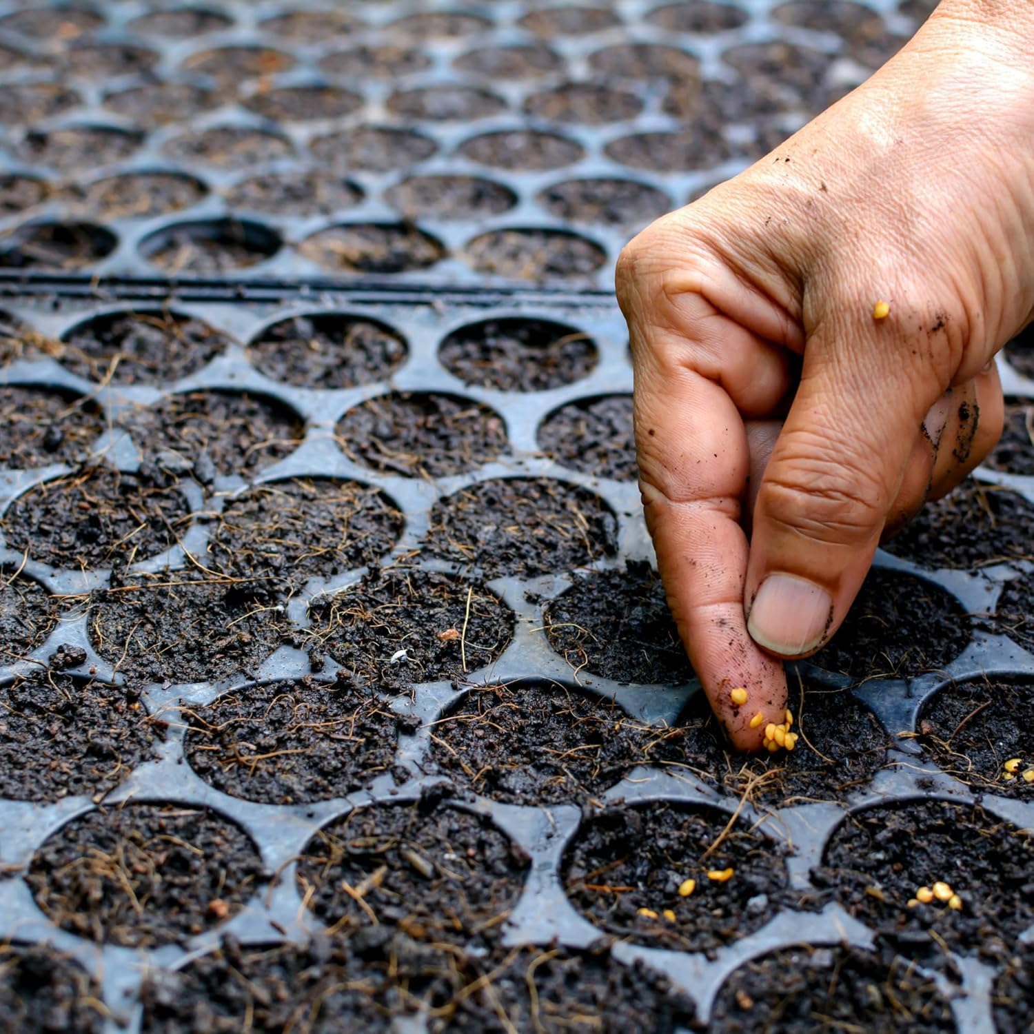 MAHIRA Germination Seedling Tray - Pack of 5 (Black, 70 Holes) Seedling Trays for Plants, Germination, Nursery Trays for Seedling, Reusable Hydroponic Trays, Seed Tray, 70 Cavities Seeding