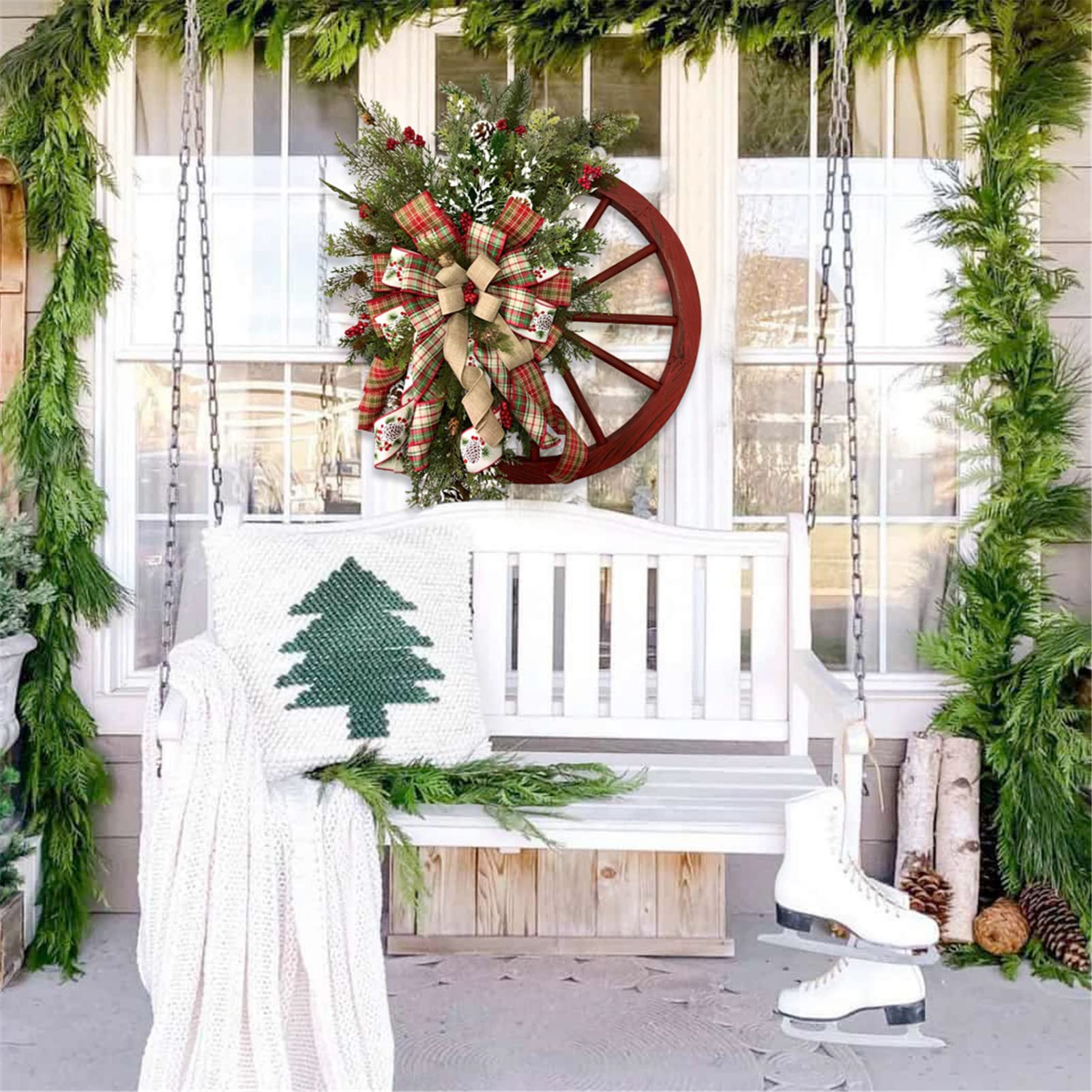 Ghirlanda di Natale, ghirlande per Porte Natale all'aperto, ghirlande Artificiali per ghirlande di Natale per pareti, finestre, Scale, Decorazioni per la casa dell'auto