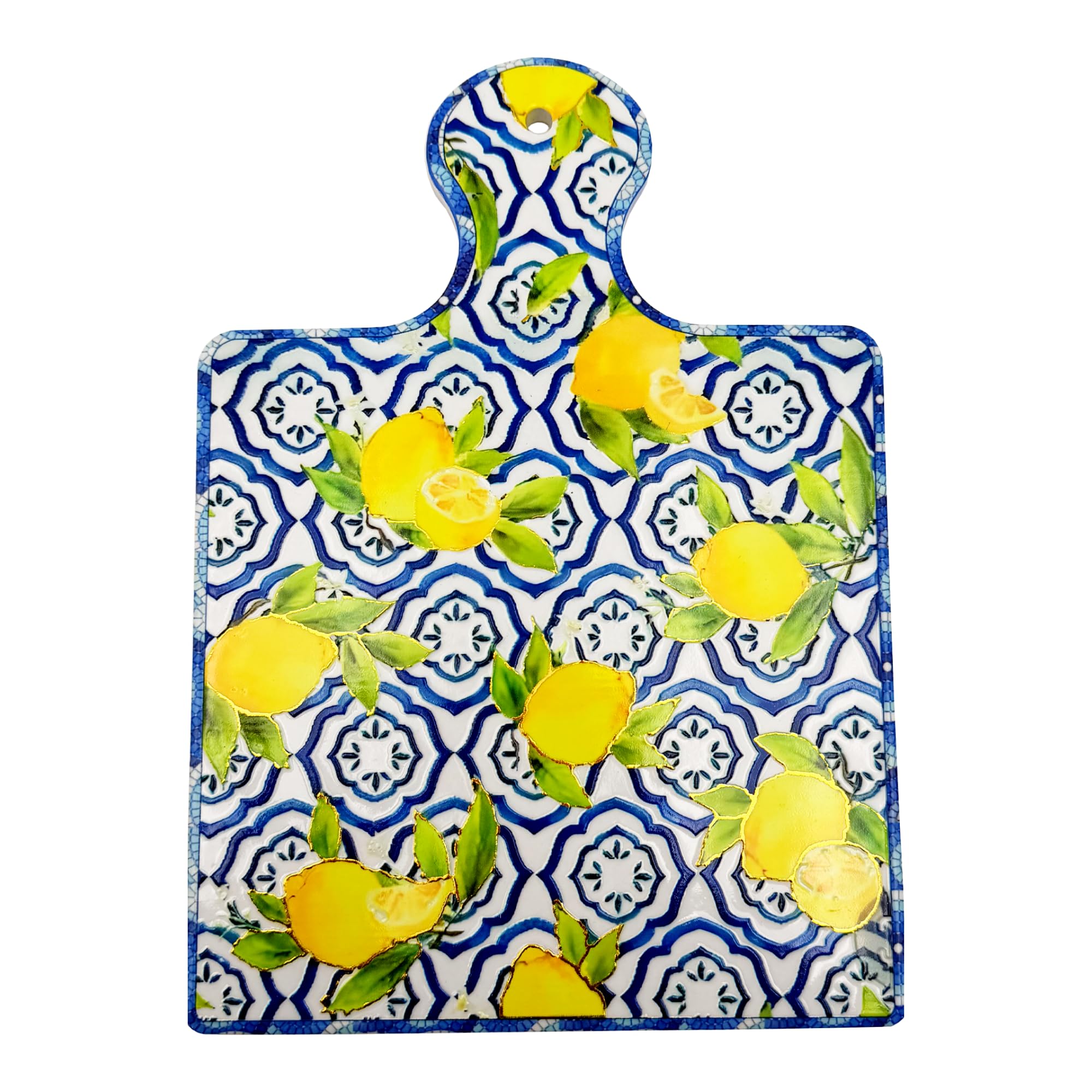 Salvamanteles de cerámica con limones SF298 de 17x24 cm estilo mayólica italiana