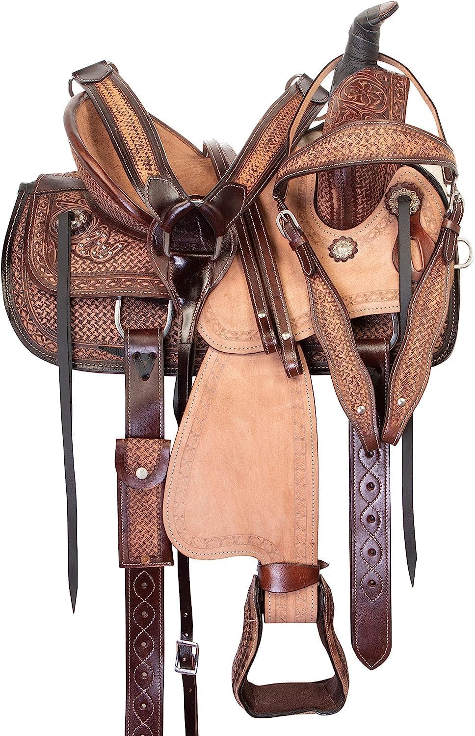 Kids Western Saddle TACK - Juego de tachuelas de cuero con herramientas para montar a caballo de caballos, tamaño de caballo de 10 pulgadas, 11 pulgadas, 12 pulgadas y 13 pulgadas