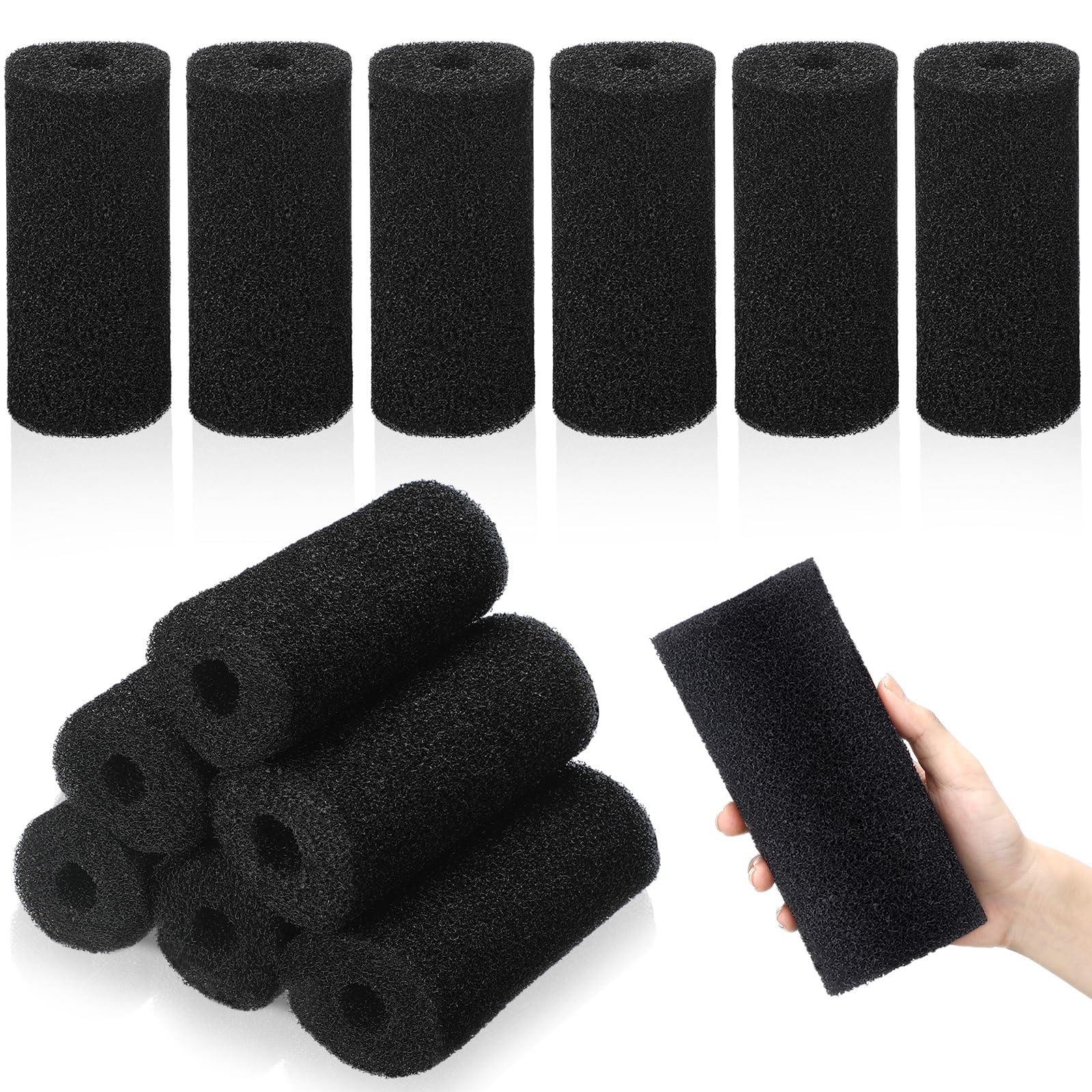 Gulfmew 12 Pack 5.9'' Big Pre-filter Sponge Foam Replacement Filtration Kit for Aquarium 0.8 Intake Shrimp Fry Fish Tank Filter