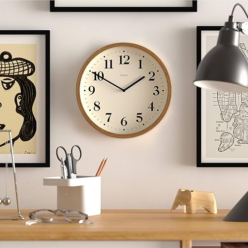 Miniatura 3 de JONES CLOCKS Lodge - Reloj de pared  Reloj moderno pequeño  10 pulgadas  Madera sintética oscura  Estilo clásico para cocina, sala de estar u oficina