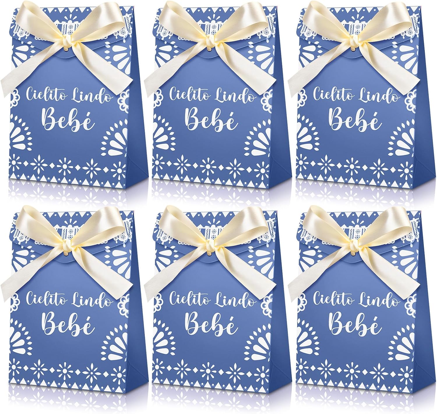 Dunzoom 36 Pcs Cielito Lindo Baby Shower Small Gift Bags 6'' Mexican, Blue